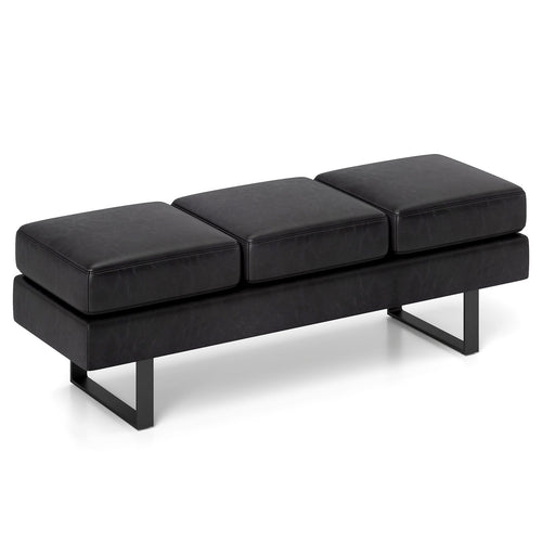 Waiting Room Bench Seating Long Bench with Metal Frame Leg, Black