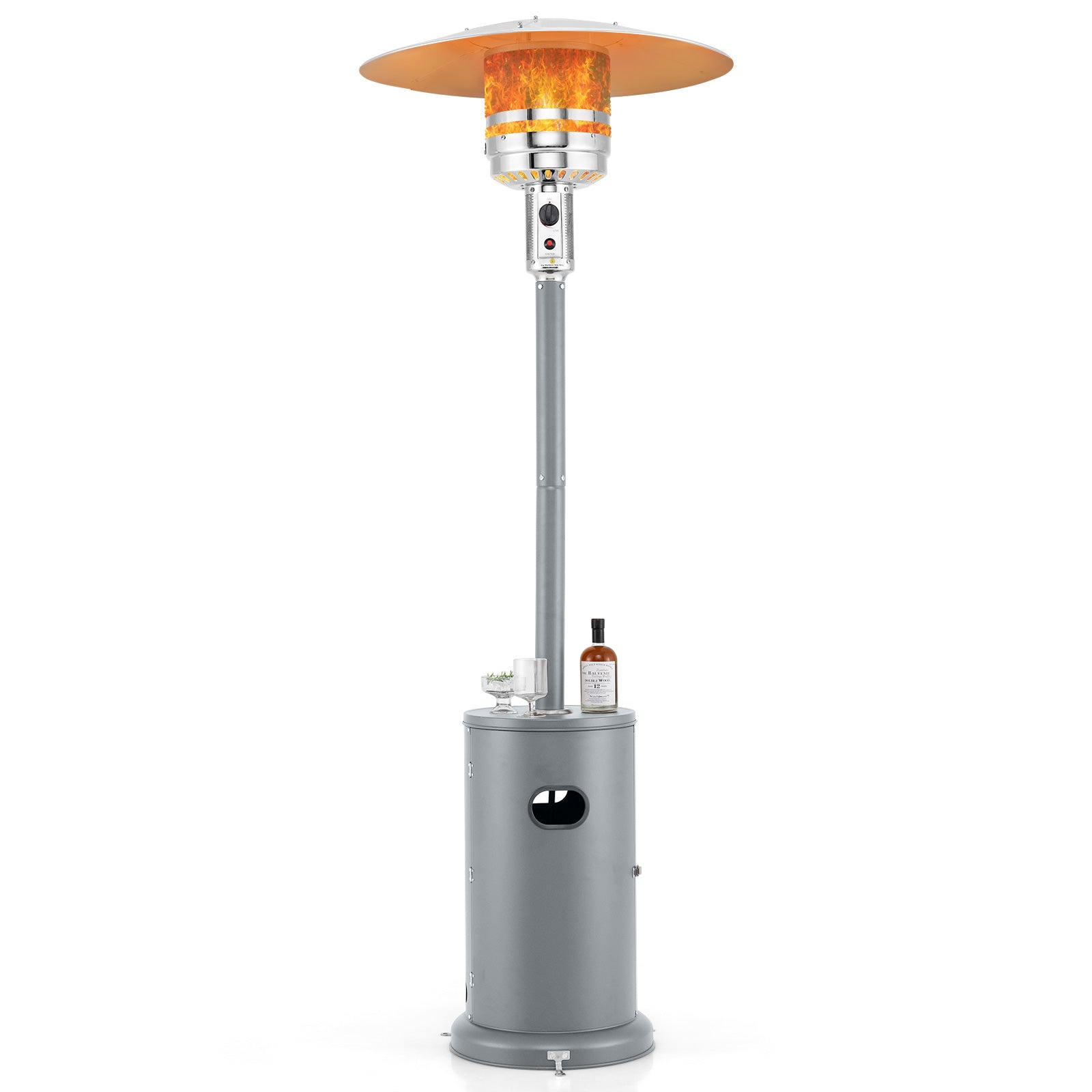 50000 BTU Propane Patio Heater with Round Table Design, Gray Patio Heaters Gray at Gallery Canada