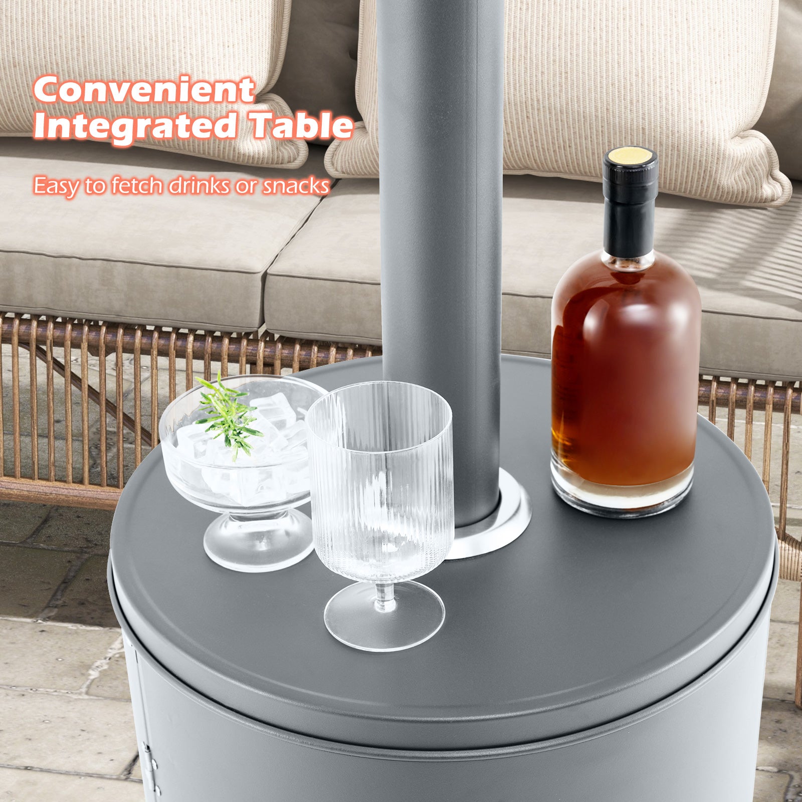 50000 BTU Propane Patio Heater with Round Table Design, Gray Patio Heaters at Gallery Canada