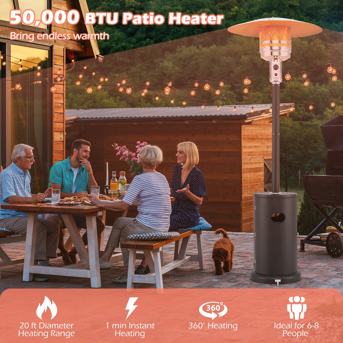 50000 BTU Propane Patio Heater with Round Table Design, Black Patio Heaters at Gallery Canada