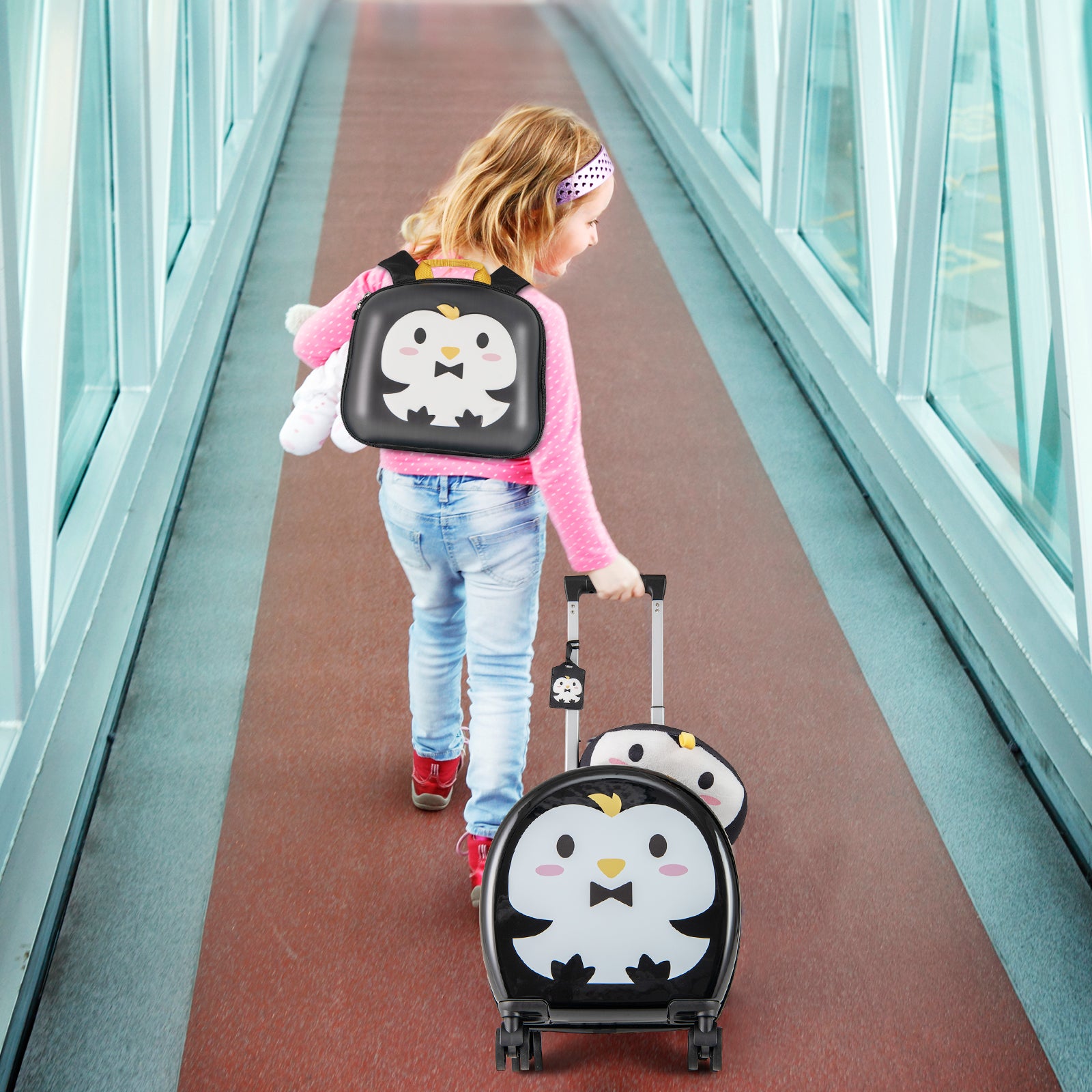 Kids Luggage Set with 14 Inches Carry-on Hardside Spinner Toddler Luggage and 10 Inches Backpack, Black Kids Luggage at Gallery Canada