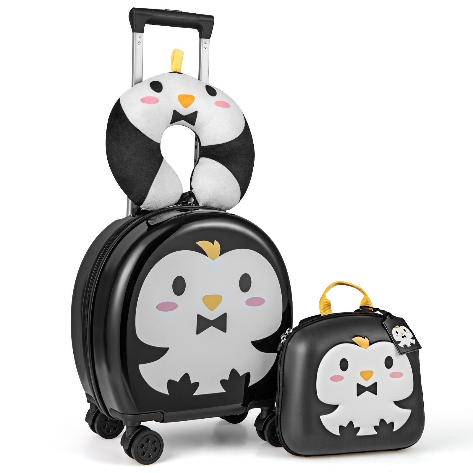 Kids Luggage Set with 14 Inches Carry-on Hardside Spinner Toddler Luggage and 10 Inches Backpack, Black Kids Luggage Black at Gallery Canada