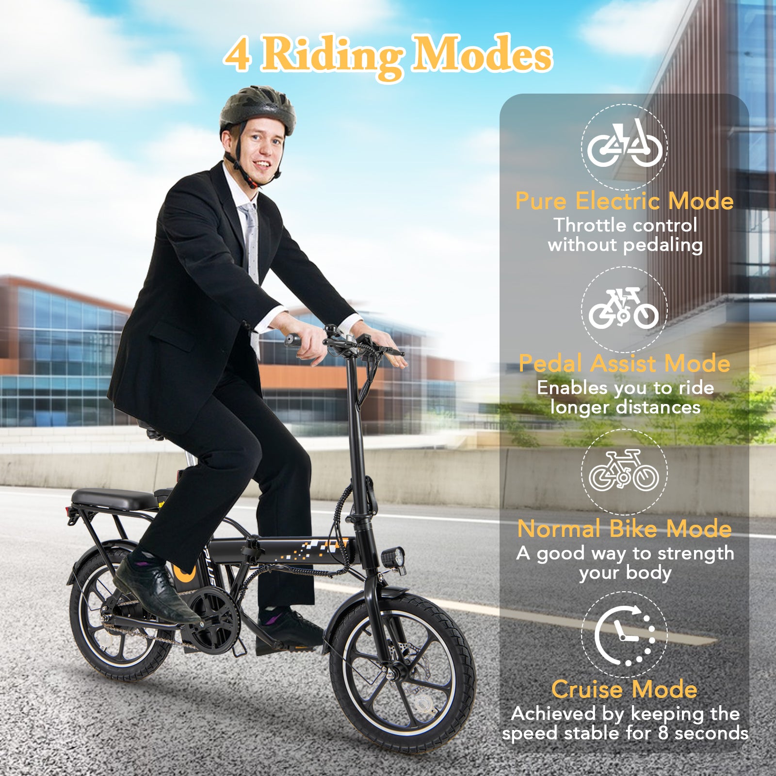 Folding Electric Bicycle with 500W Brushless Motor and Dual Disk Brakes Exercise Machines at Gallery Canada