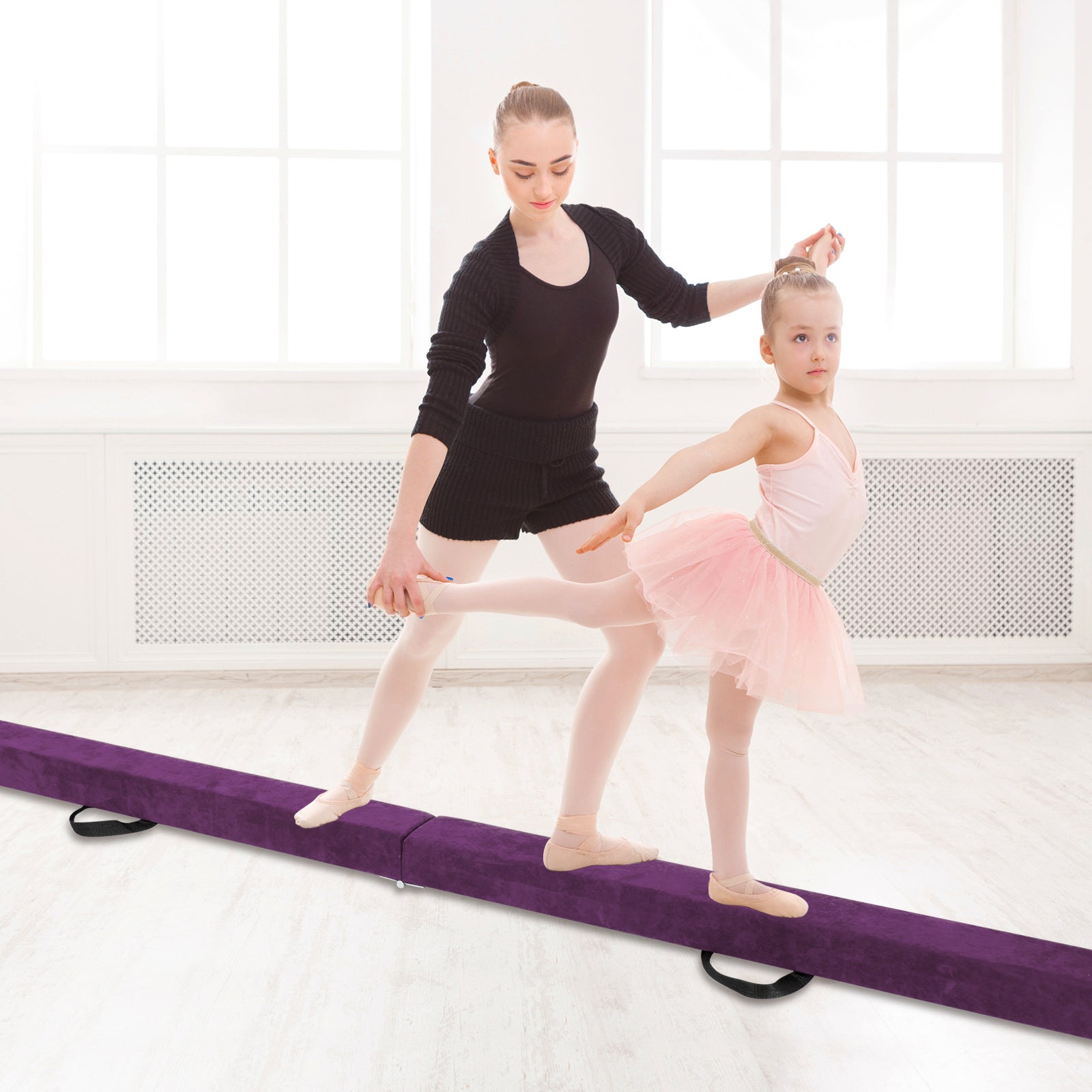 Folding Balance Beam with Solid Wood Base and Anti-slip Bottom, Purple Toy Sports at Gallery Canada