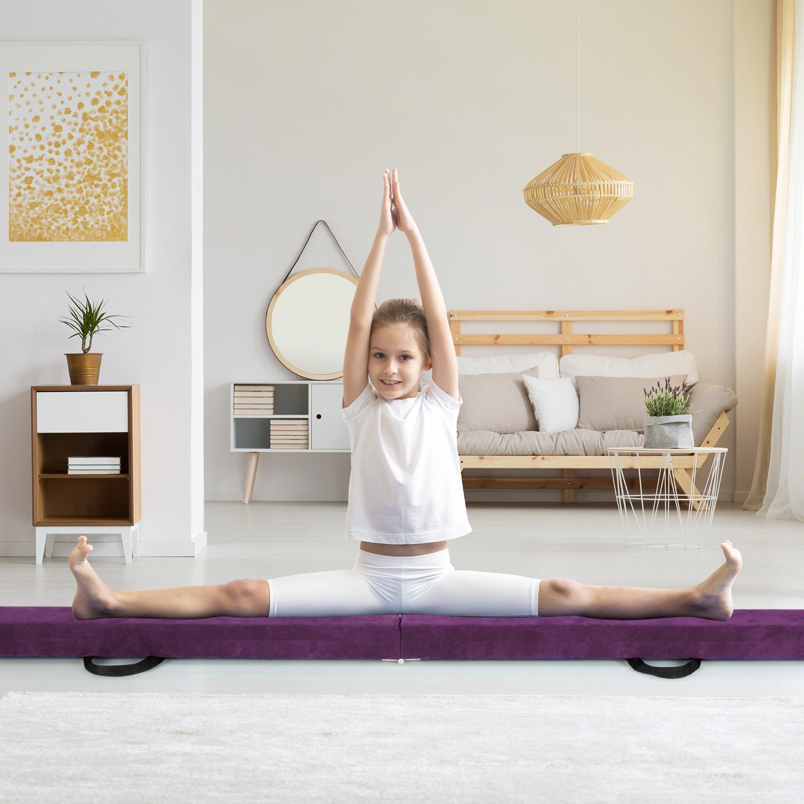 Folding Balance Beam with Solid Wood Base and Anti-slip Bottom, Purple Toy Sports at Gallery Canada