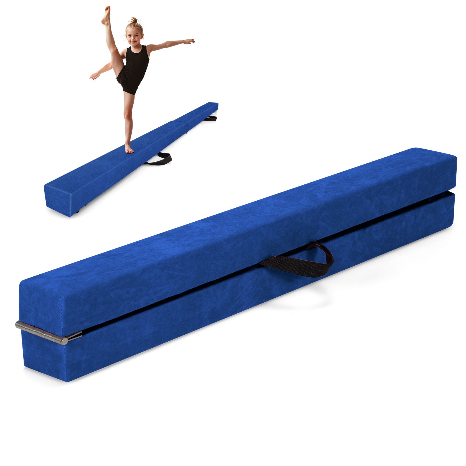 Folding Balance Beam with Solid Wood Base and Anti-slip Bottom, Blue Toy Sports at Gallery Canada