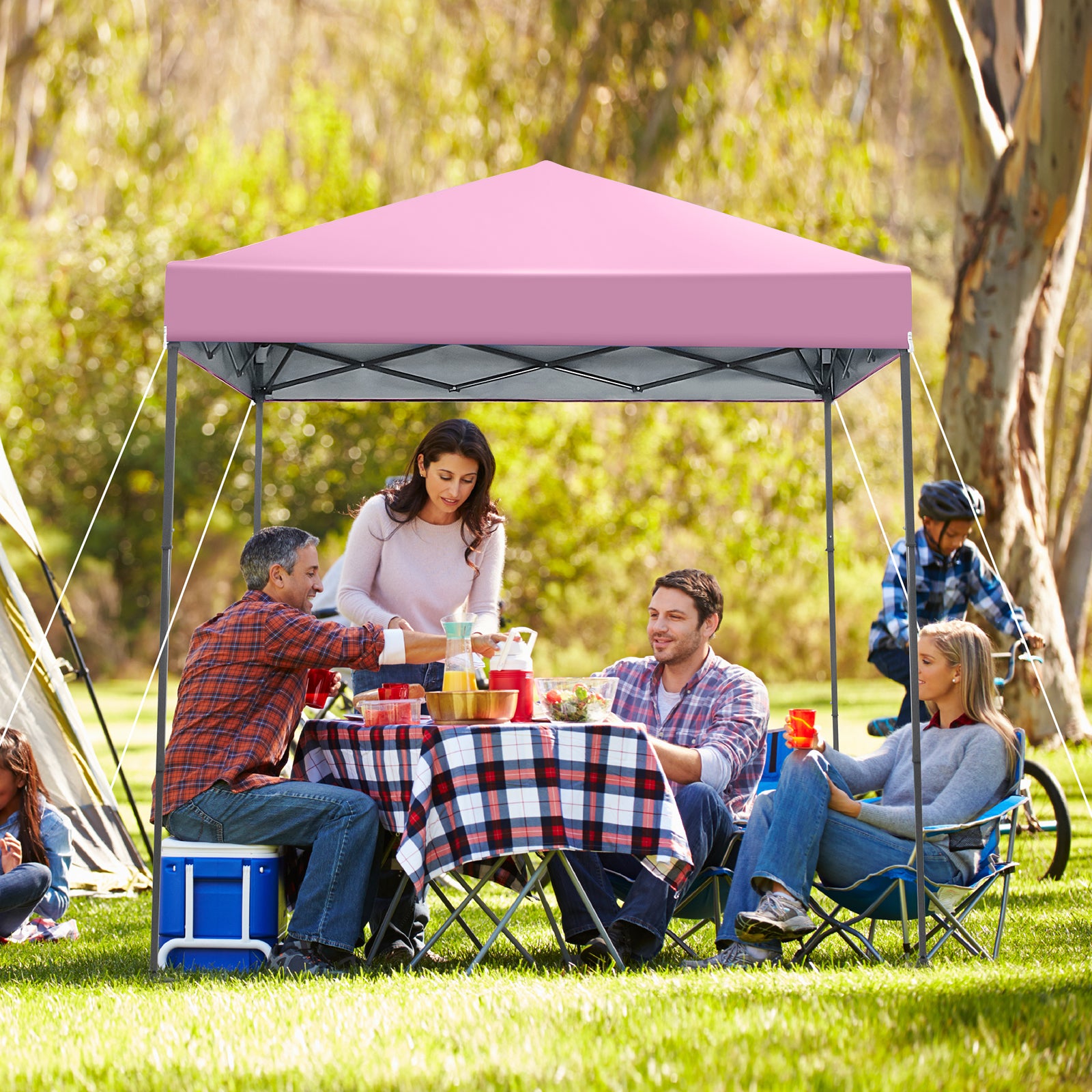 6.6 x 6.6 Feet Outdoor Pop-up Canopy Tent with UPF 50+ Sun Protection, Pink Canopies at Gallery Canada