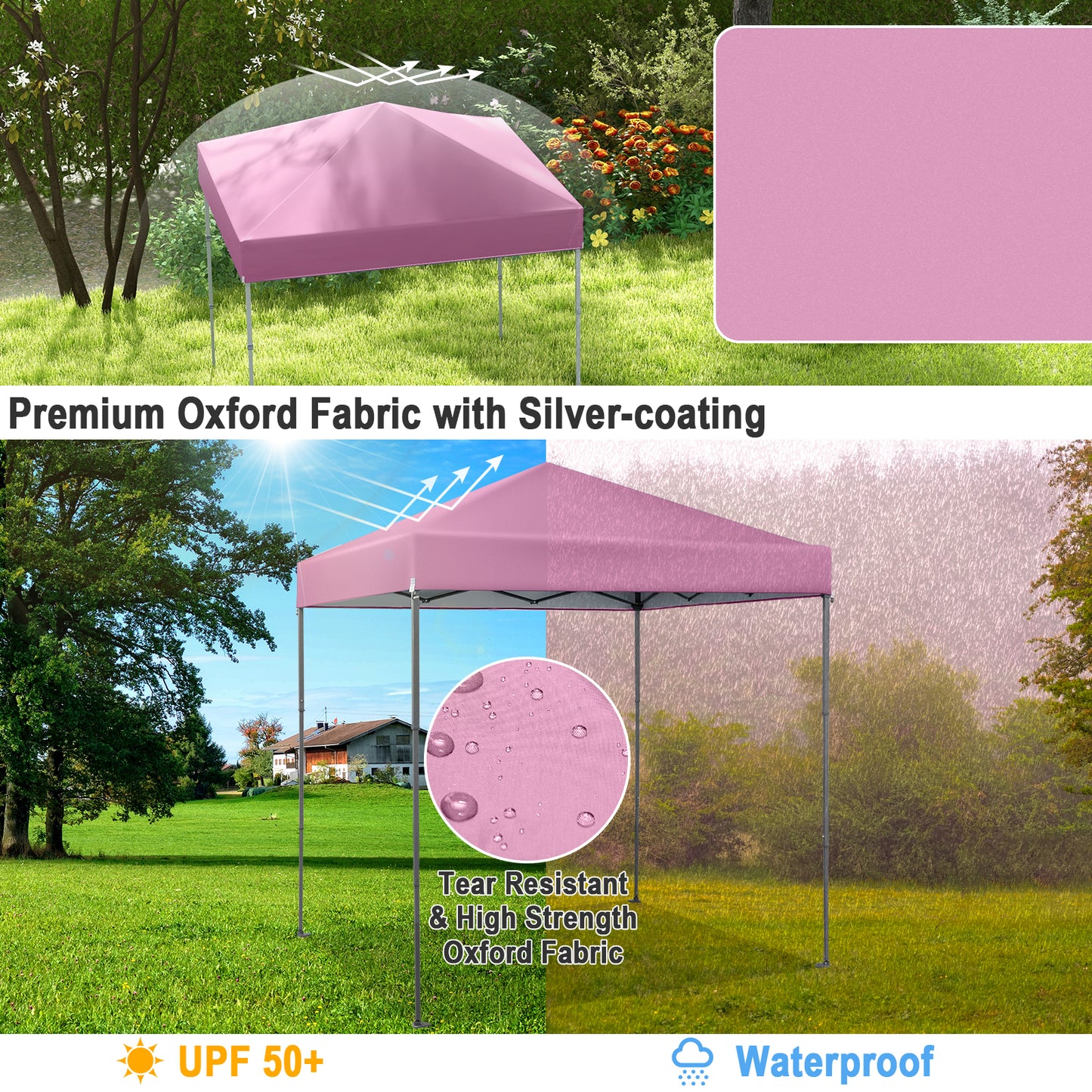 6.6 x 6.6 Feet Outdoor Pop-up Canopy Tent with UPF 50+ Sun Protection, Pink Canopies at Gallery Canada