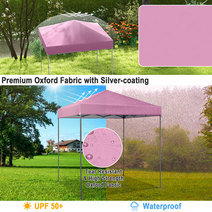 6.6 x 6.6 Feet Outdoor Pop-up Canopy Tent with UPF 50+ Sun Protection, Pink Canopies at Gallery Canada