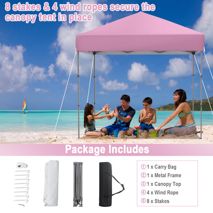 6.6 x 6.6 Feet Outdoor Pop-up Canopy Tent with UPF 50+ Sun Protection, Pink Canopies at Gallery Canada