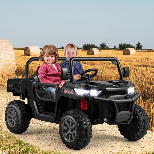 2-Seater Kids Ride On Dump Truck with Dump Bed and Shovel, Black Powered Ride On Toys at Gallery Canada