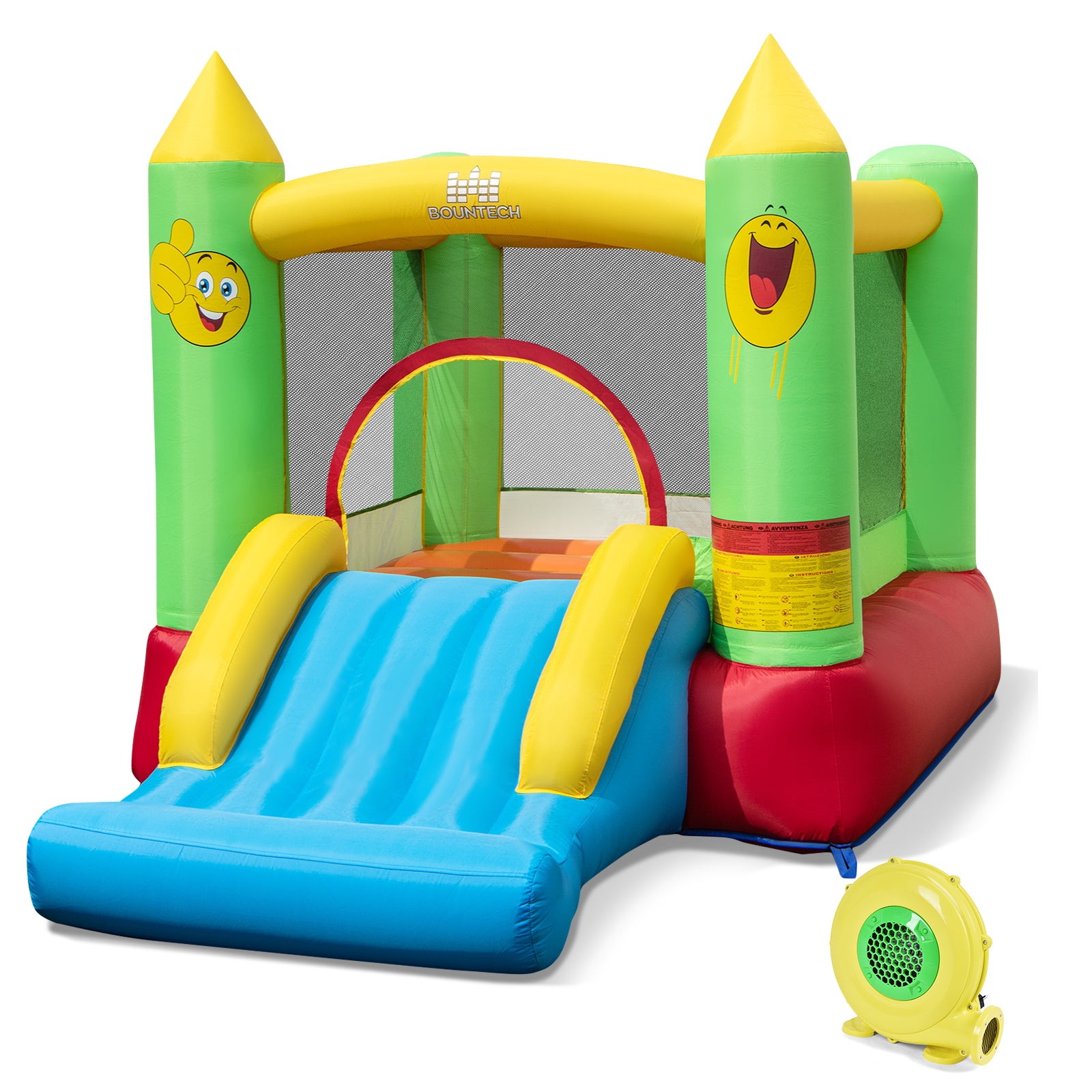 Inflatable Bounce House Kids Blow-up Bouncer with Slide with 480W Blower, Multicolor Bounce House at Gallery Canada