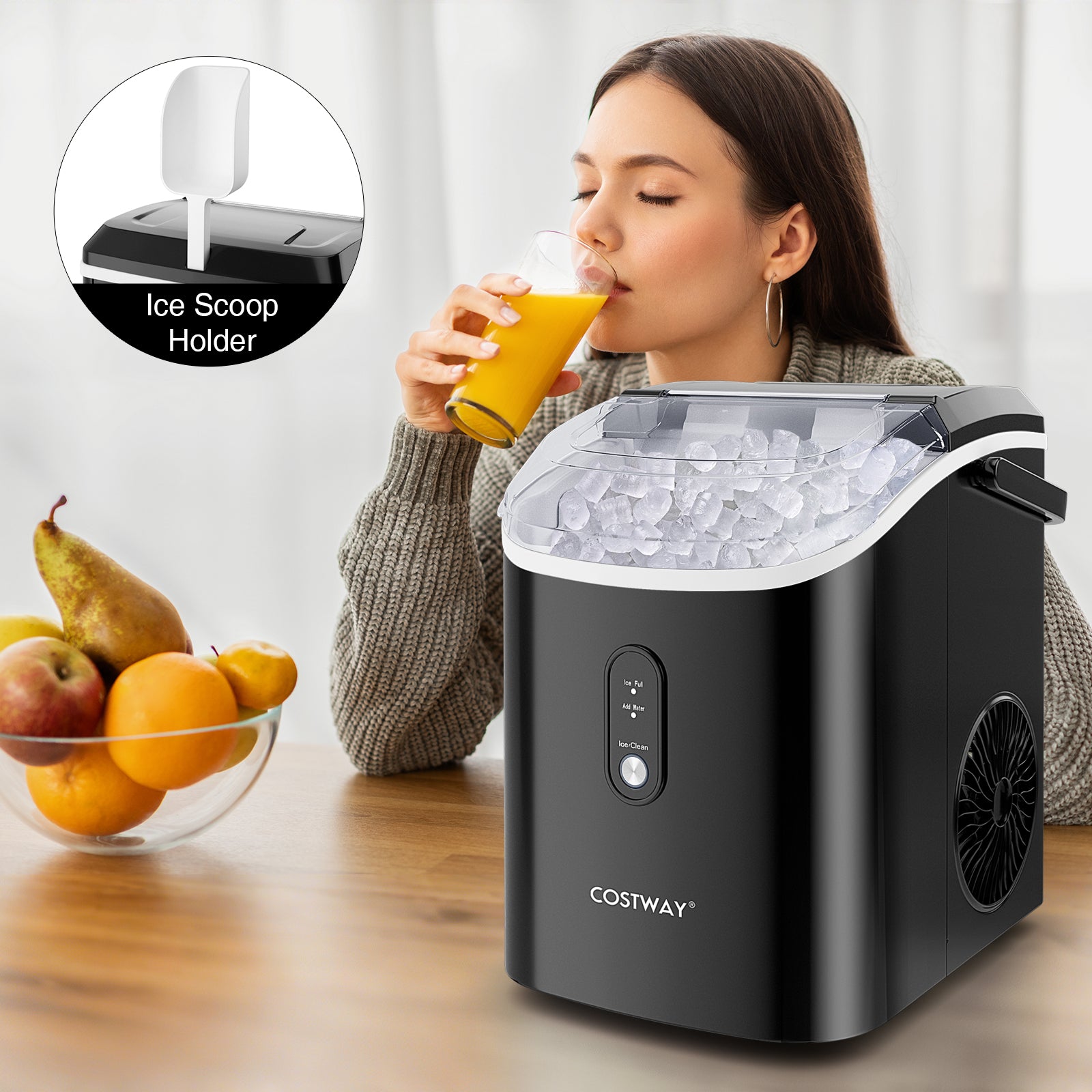 Nugget Countertop Ice Maker with Soft Chewable Pellet Ice, Black Ice Makers at Gallery Canada