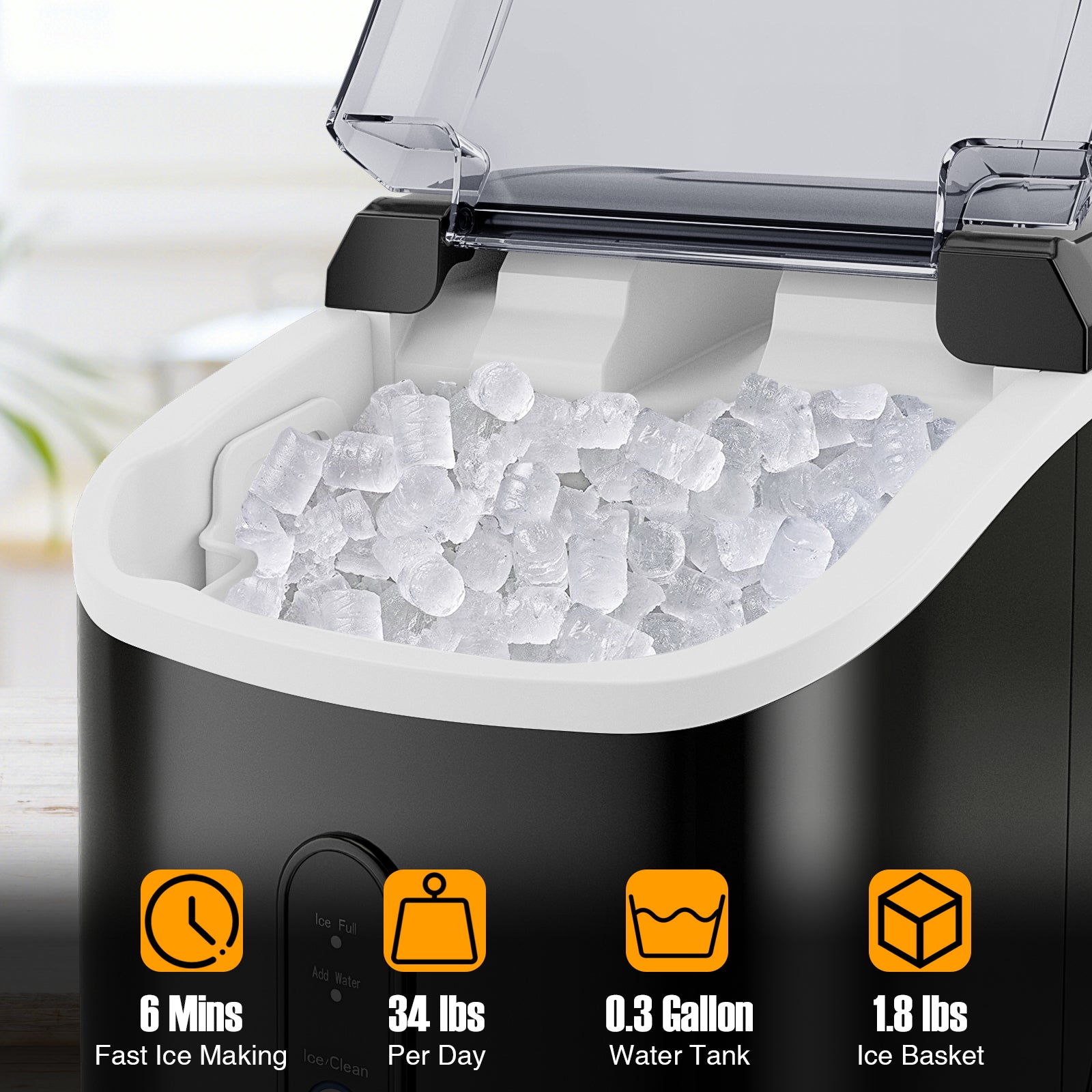 Nugget Countertop Ice Maker with Soft Chewable Pellet Ice, Black Ice Makers at Gallery Canada
