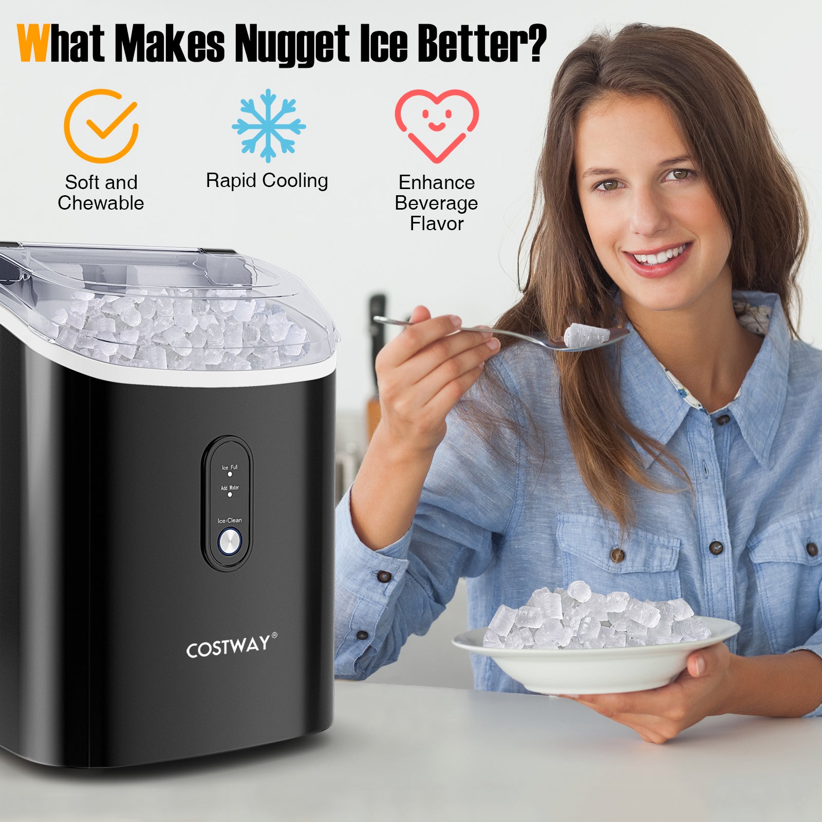 Nugget Countertop Ice Maker with Soft Chewable Pellet Ice, Black Ice Makers at Gallery Canada