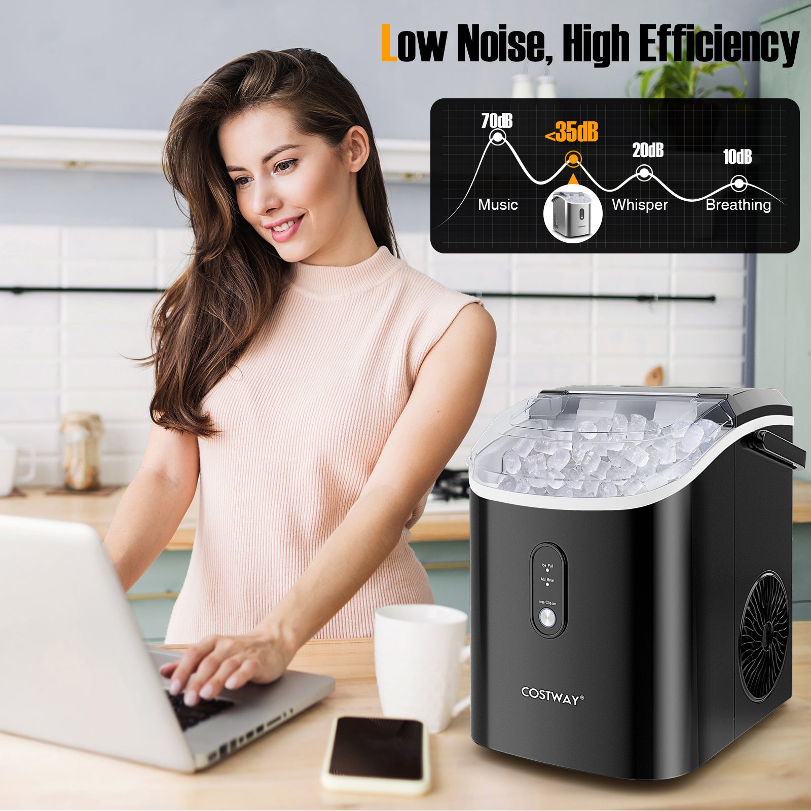 Nugget Countertop Ice Maker with Soft Chewable Pellet Ice, Black Ice Makers at Gallery Canada