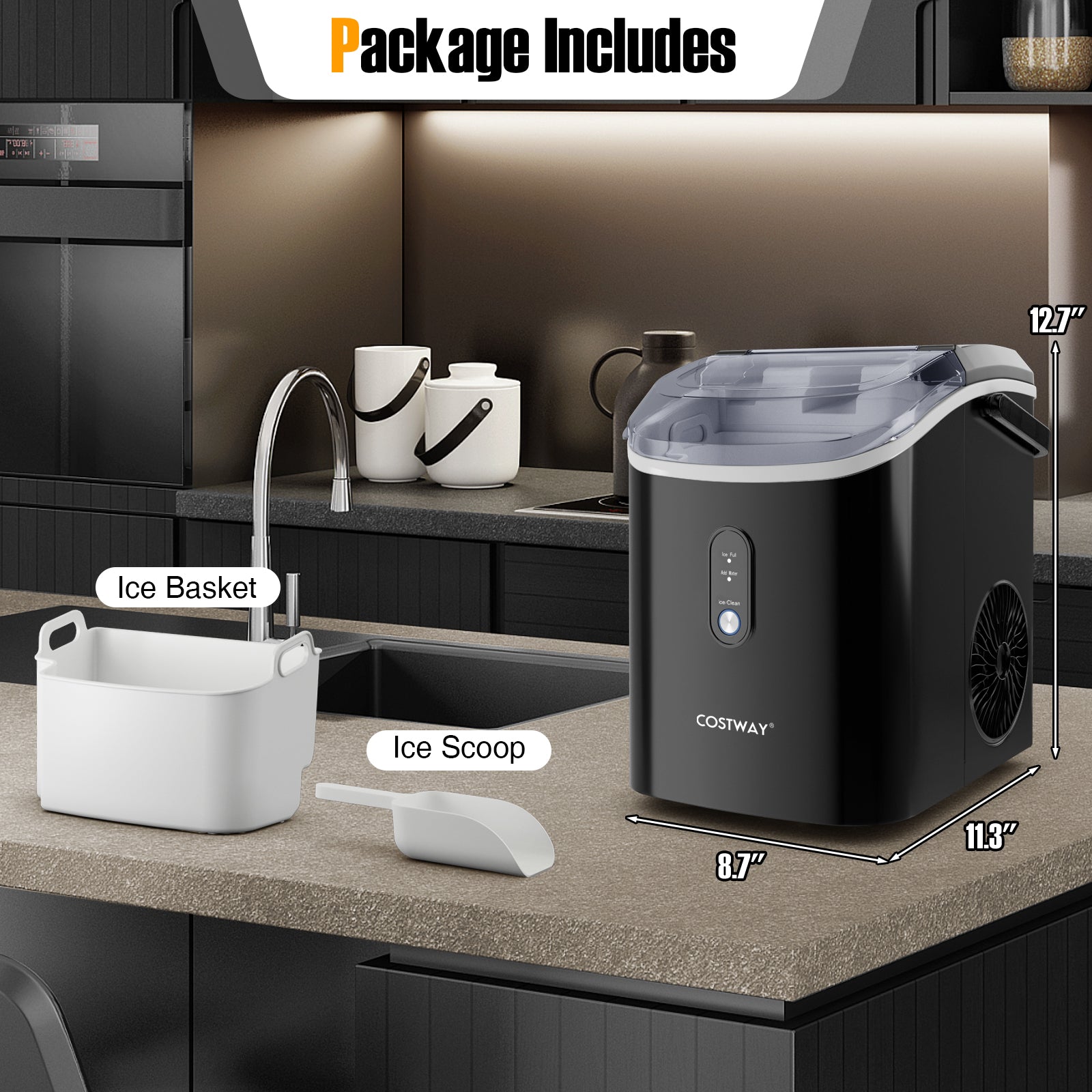 Nugget Countertop Ice Maker with Soft Chewable Pellet Ice, Black Ice Makers at Gallery Canada