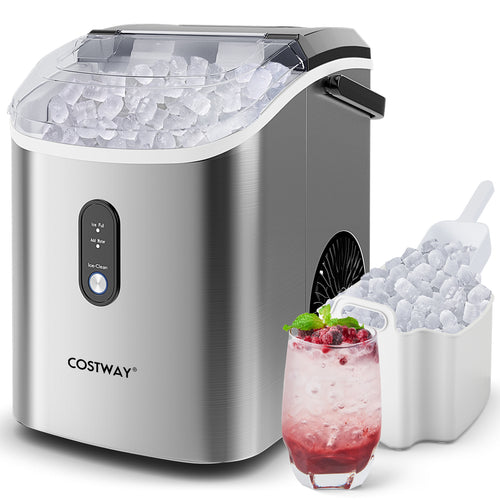 Nugget Countertop Ice Maker with Soft Chewable Pellet Ice, Silver