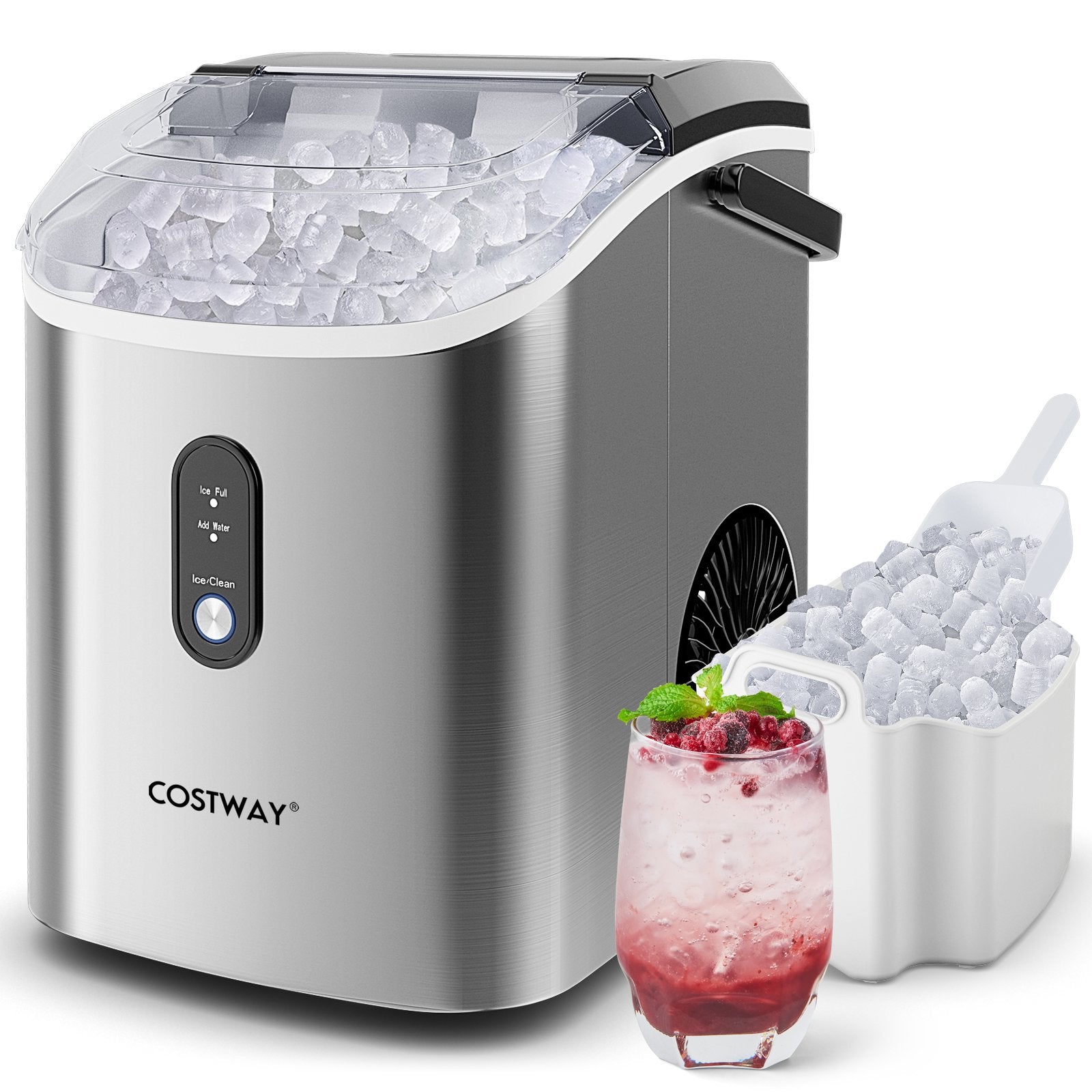 Nugget Countertop Ice Maker with Soft Chewable Pellet Ice, Silver Ice Makers Silver at Gallery Canada