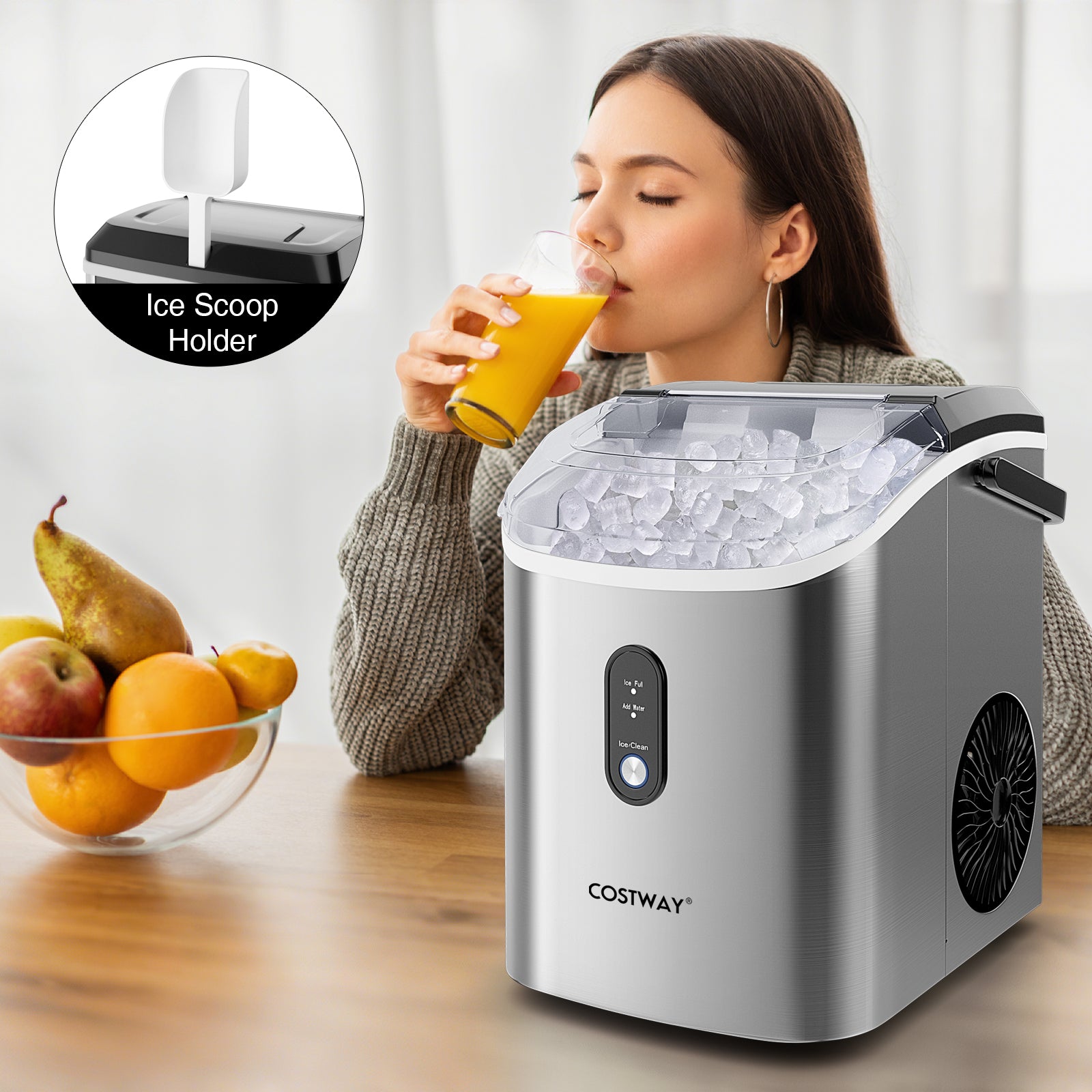 Nugget Countertop Ice Maker with Soft Chewable Pellet Ice, Silver Ice Makers at Gallery Canada