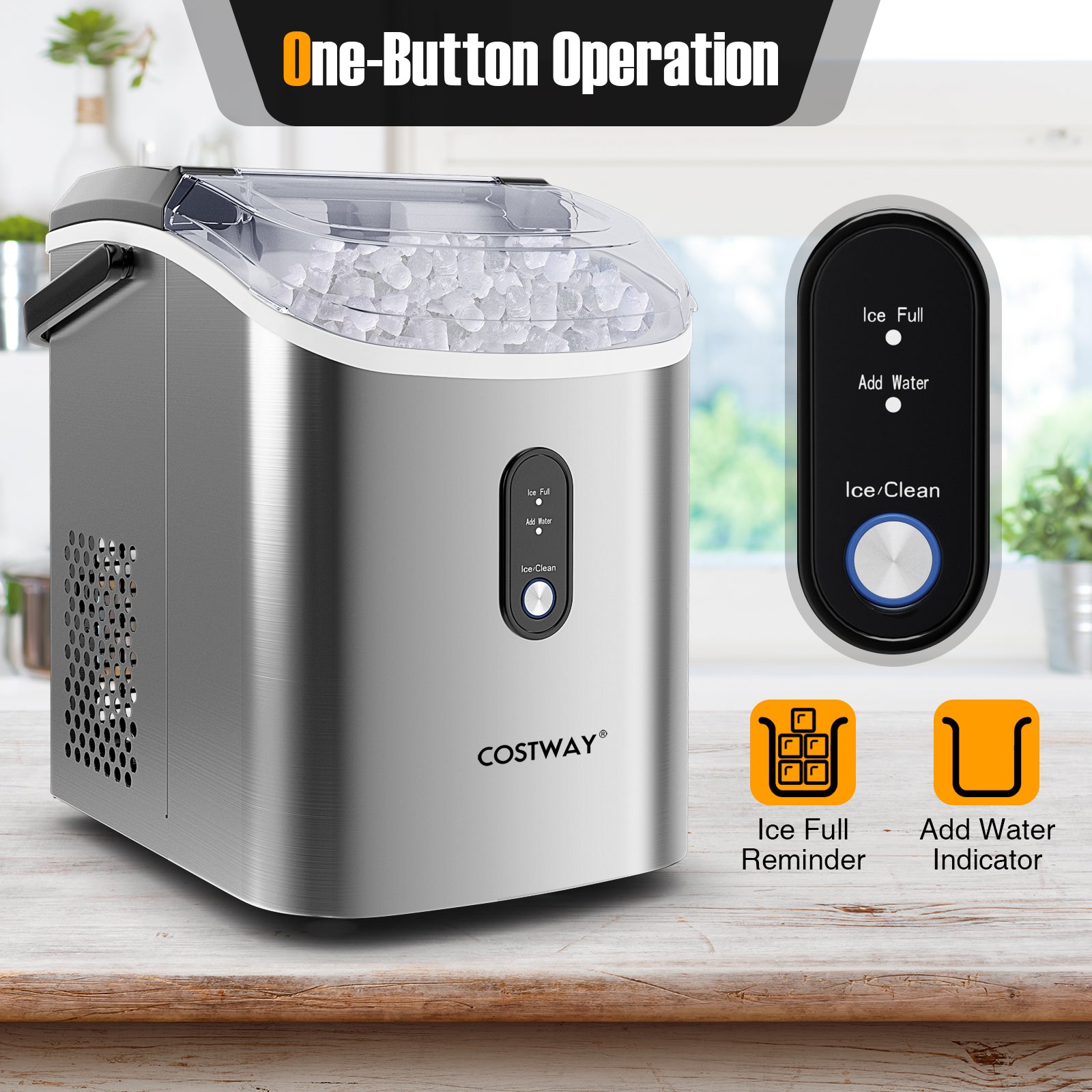 Nugget Countertop Ice Maker with Soft Chewable Pellet Ice, Silver Ice Makers at Gallery Canada