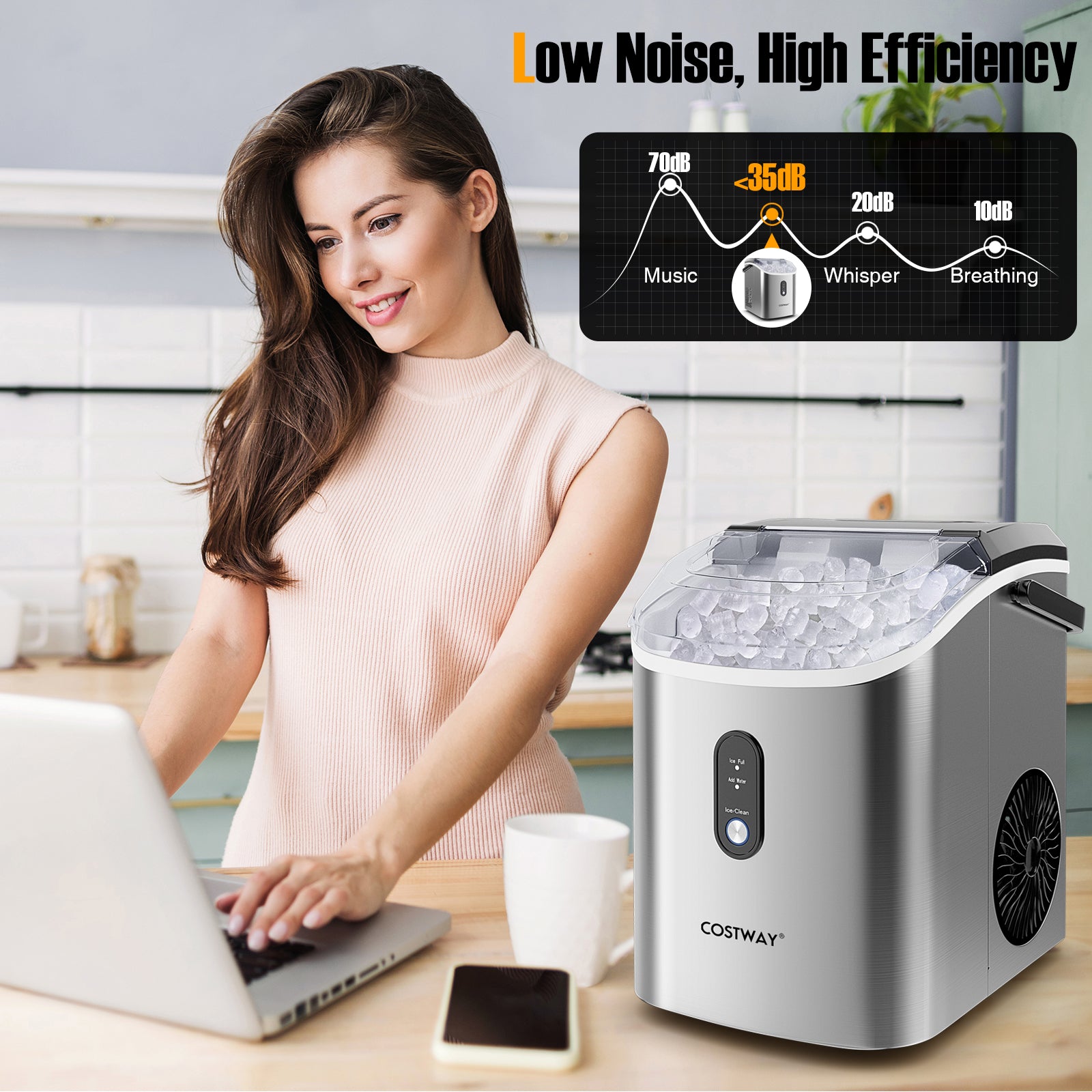 Nugget Countertop Ice Maker with Soft Chewable Pellet Ice, Silver Ice Makers at Gallery Canada