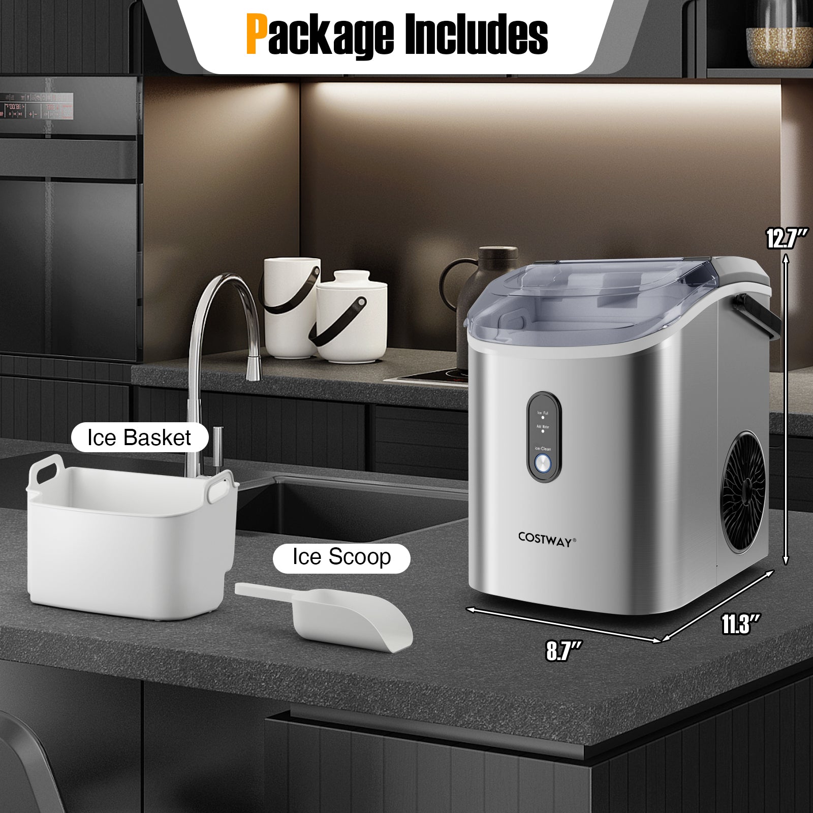 Nugget Countertop Ice Maker with Soft Chewable Pellet Ice, Silver Ice Makers at Gallery Canada