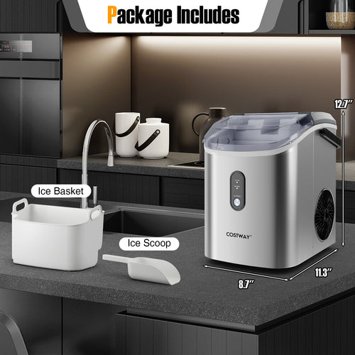 Nugget Countertop Ice Maker with Soft Chewable Pellet Ice, Silver