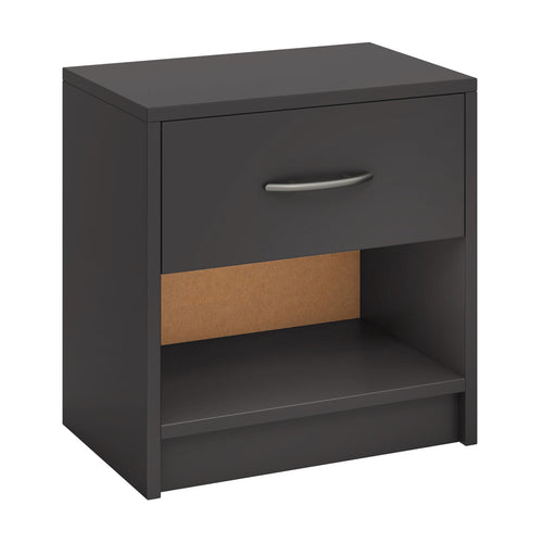 Bedside Table Nightstand with Drawer and Open Storage Shelf, Gray