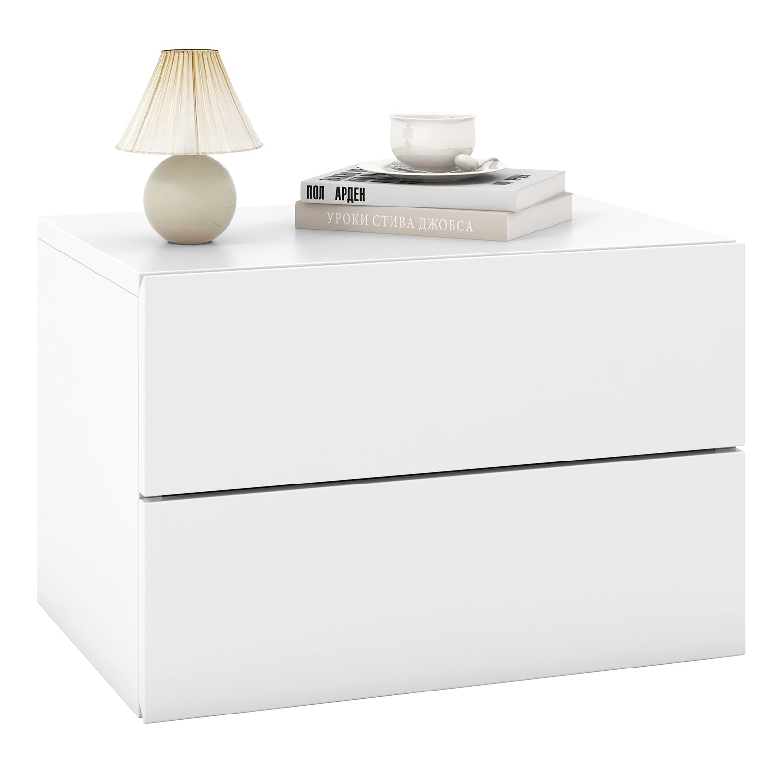 Floating Nightstand with Drawers and Storage Shelf, White Nightstands at Gallery Canada