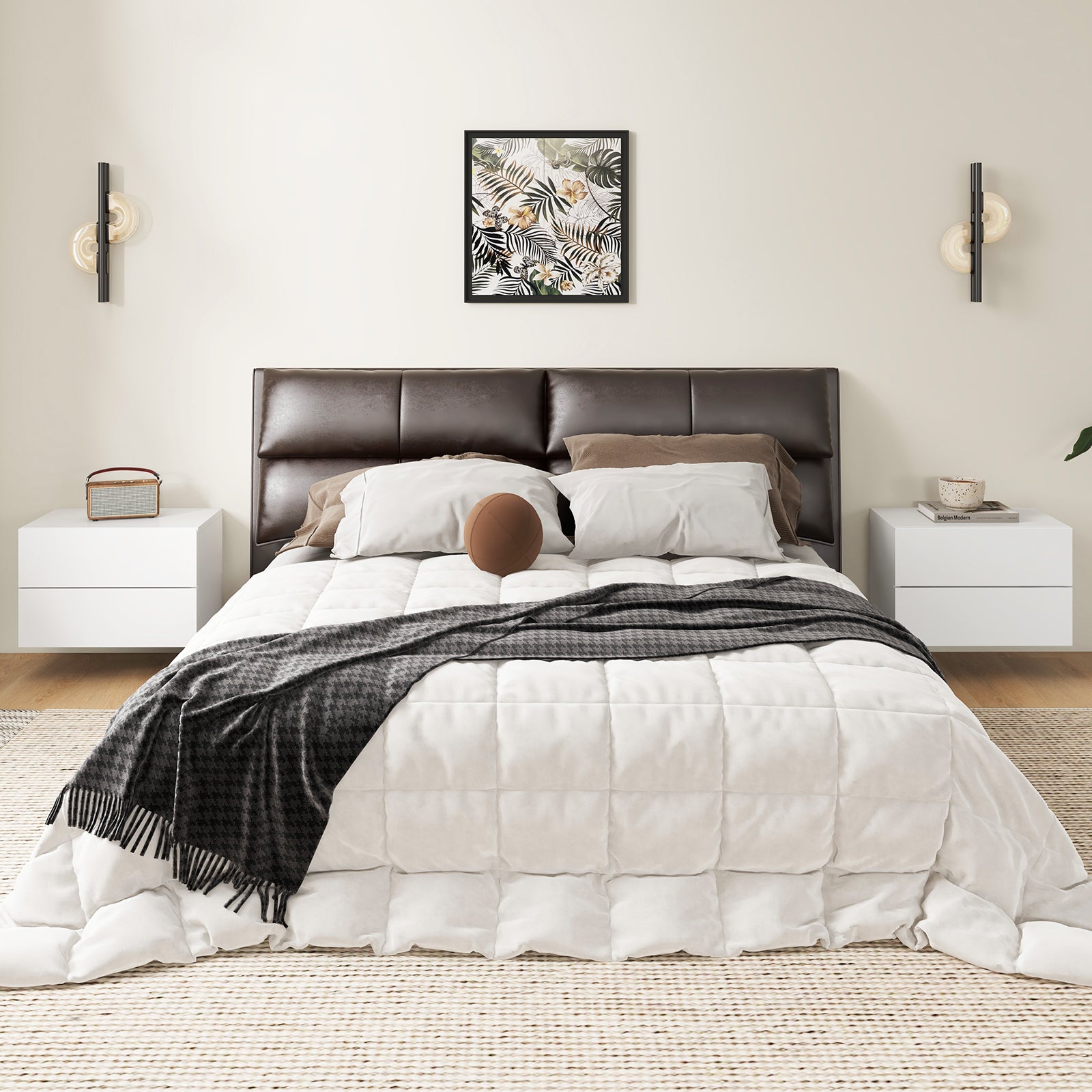 Floating Nightstand with Drawers and Storage Shelf, White Nightstands at Gallery Canada
