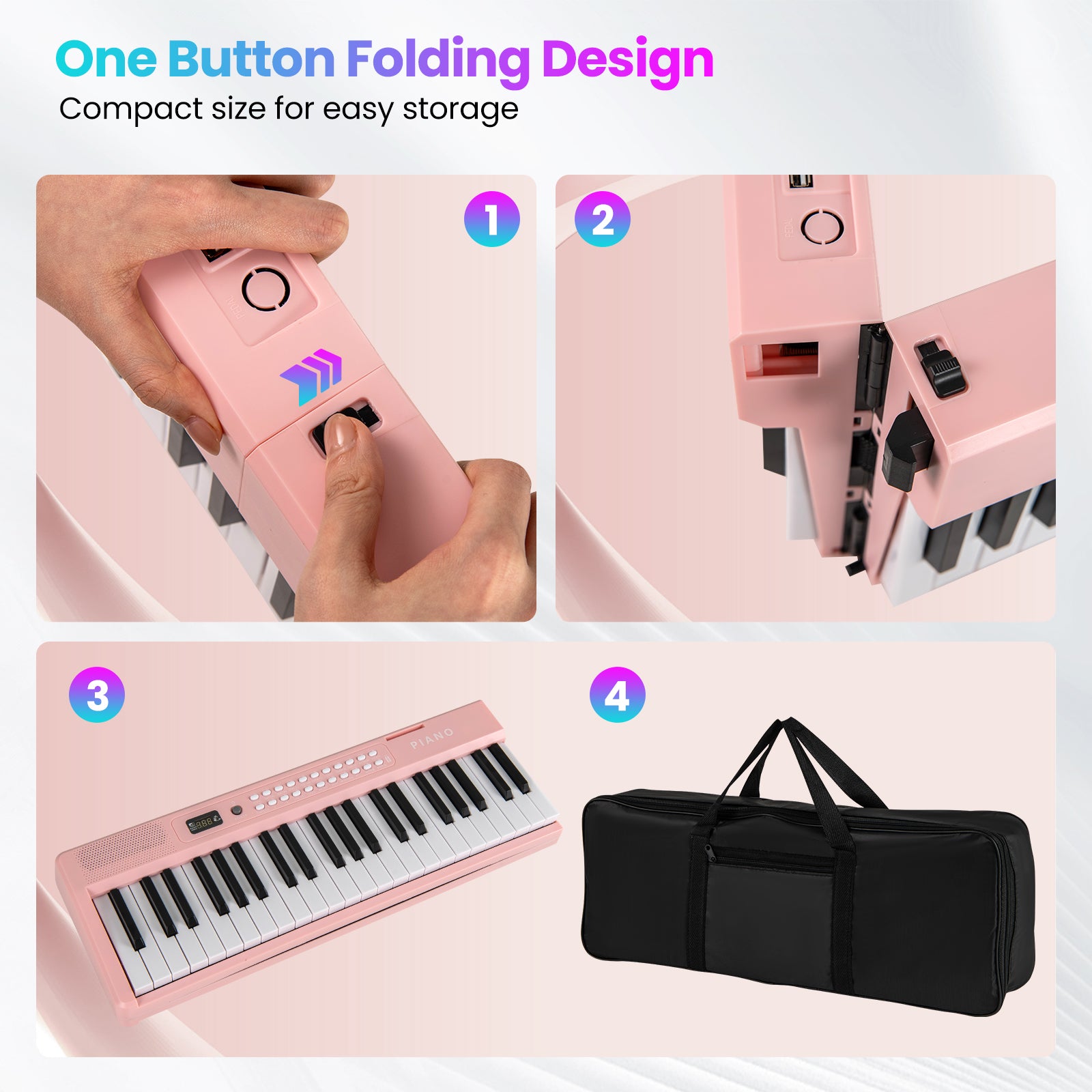 88 Key Foldable Electric Keyboard Piano with Wireless MIDI and Dual Speakers, Pink Pianos & Keyboards at Gallery Canada