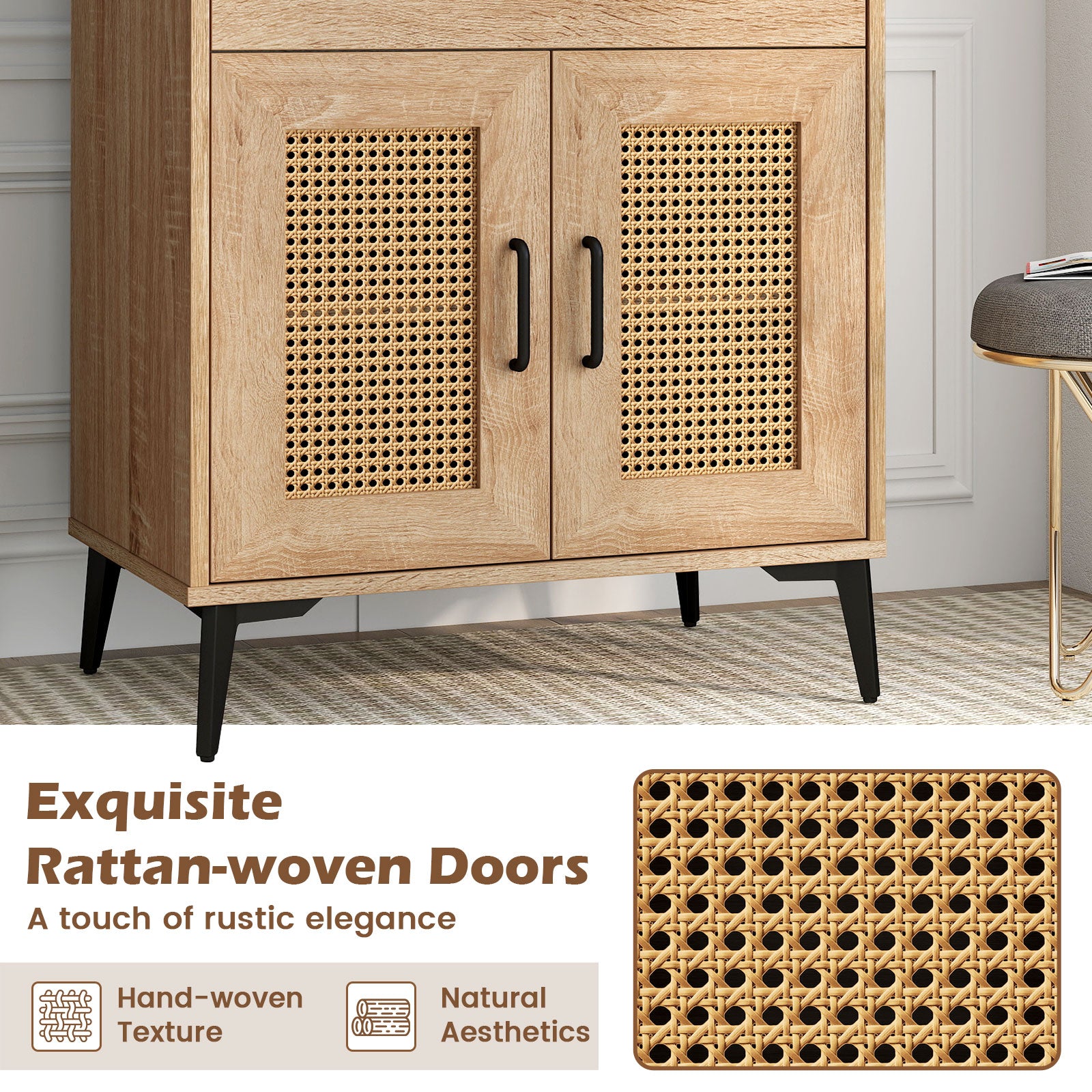 Coffee Bar Cabinet with Pegboard Storage Drawer and Adjustable Shelf, Oak Sideboards Cabinets & Buffets at Gallery Canada