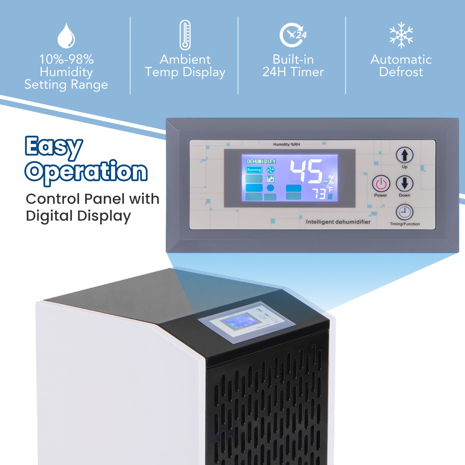 250 Pints Commercial Dehumidifier with Drain Hose Large Spaces up to 8500 Sq.Ft, White Dehumidifiers at Gallery Canada