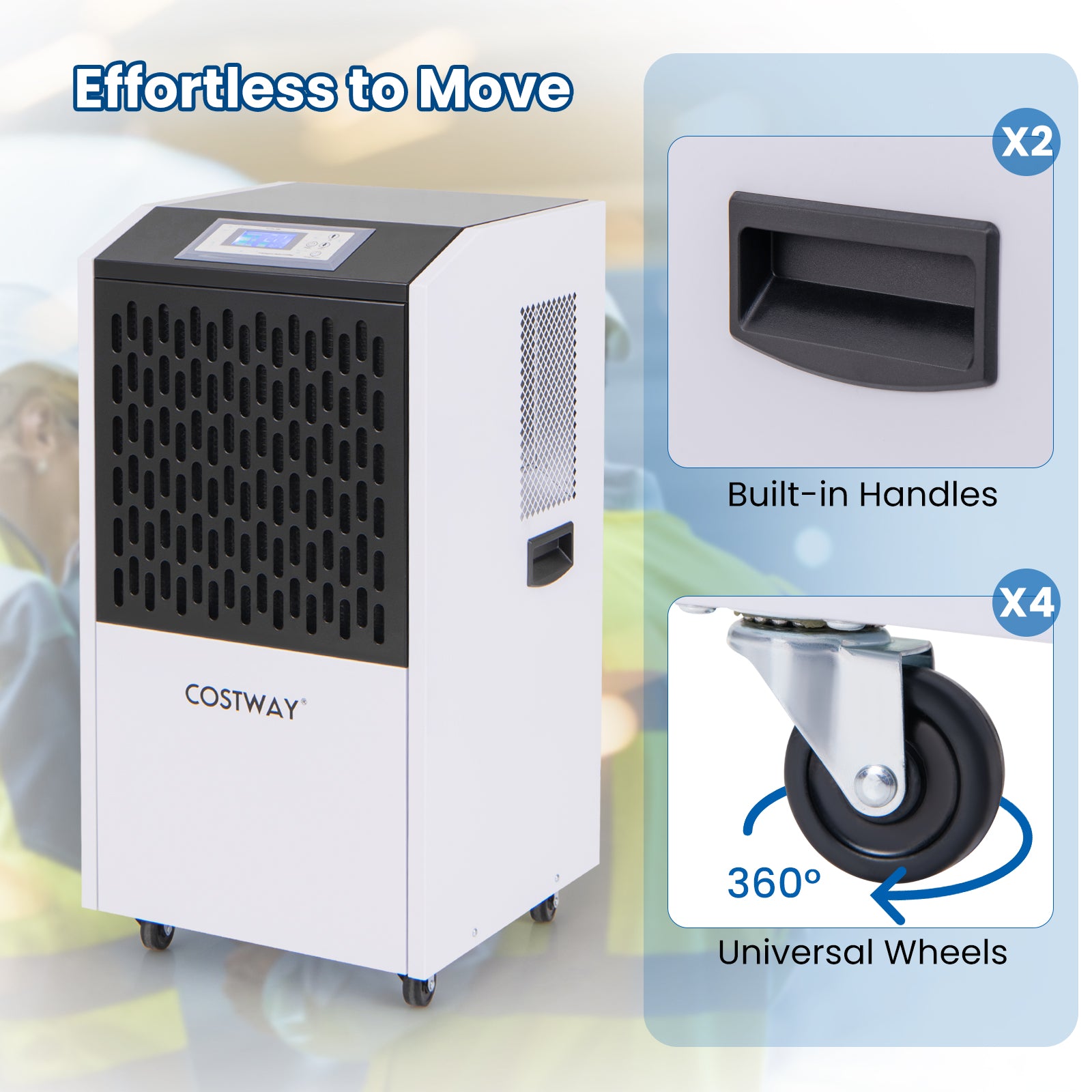 250 Pints Commercial Dehumidifier with Drain Hose Large Spaces up to 8500 Sq.Ft, White Dehumidifiers at Gallery Canada