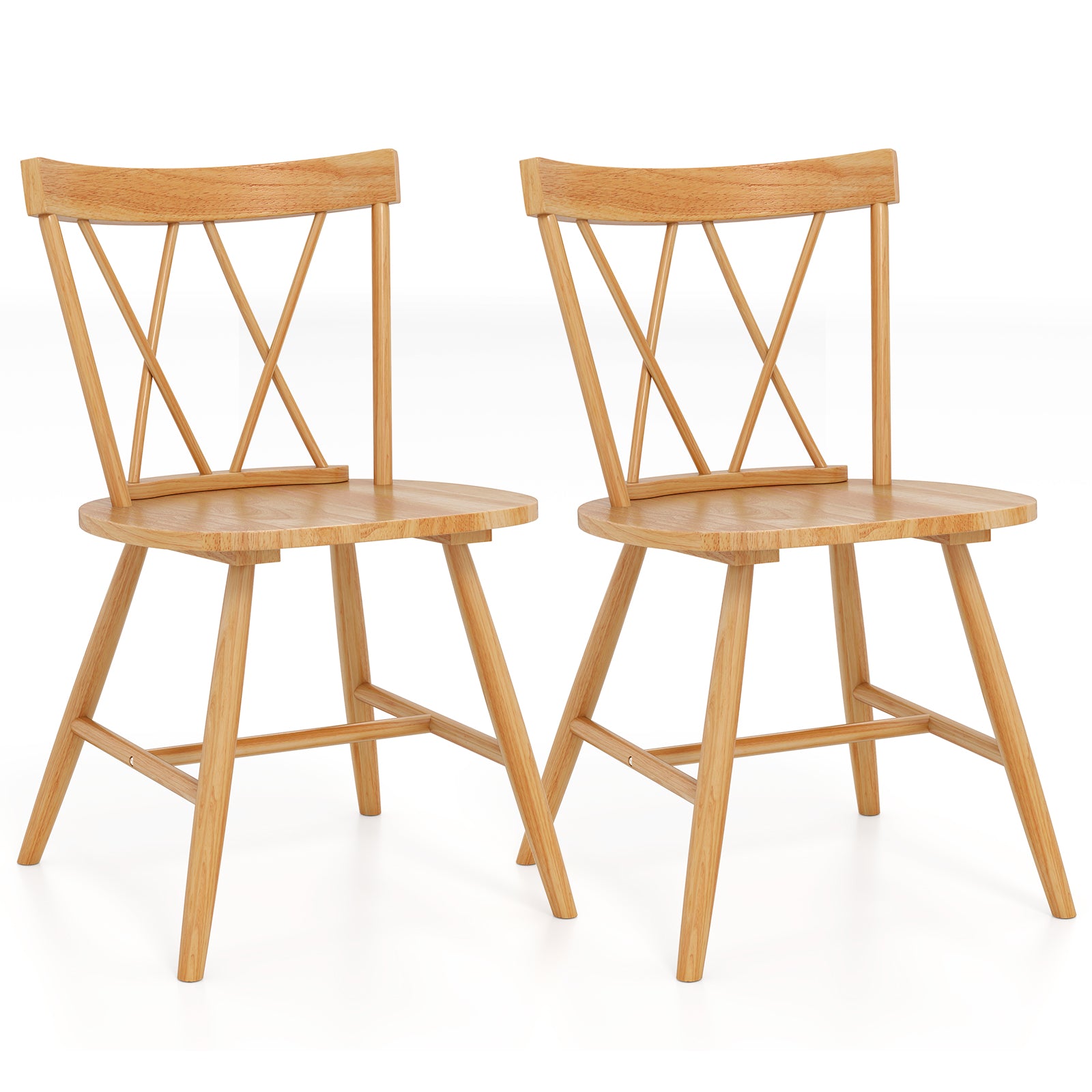 Farmhouse Kitchen Dining Chair Set of 2 with Rubber Wood Frame, Natural Dining Chairs Natural at Gallery Canada