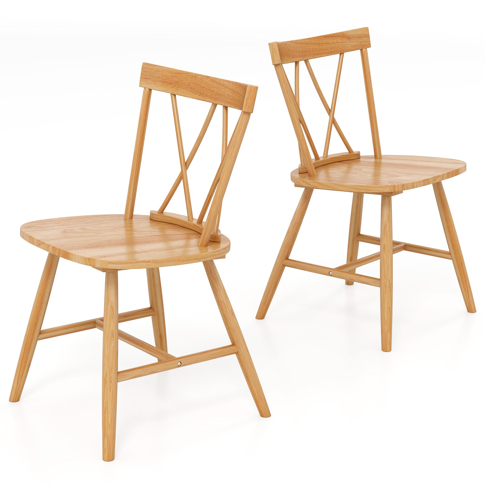 Farmhouse Kitchen Dining Chair Set of 2 with Rubber Wood Frame, Natural Dining Chairs at Gallery Canada