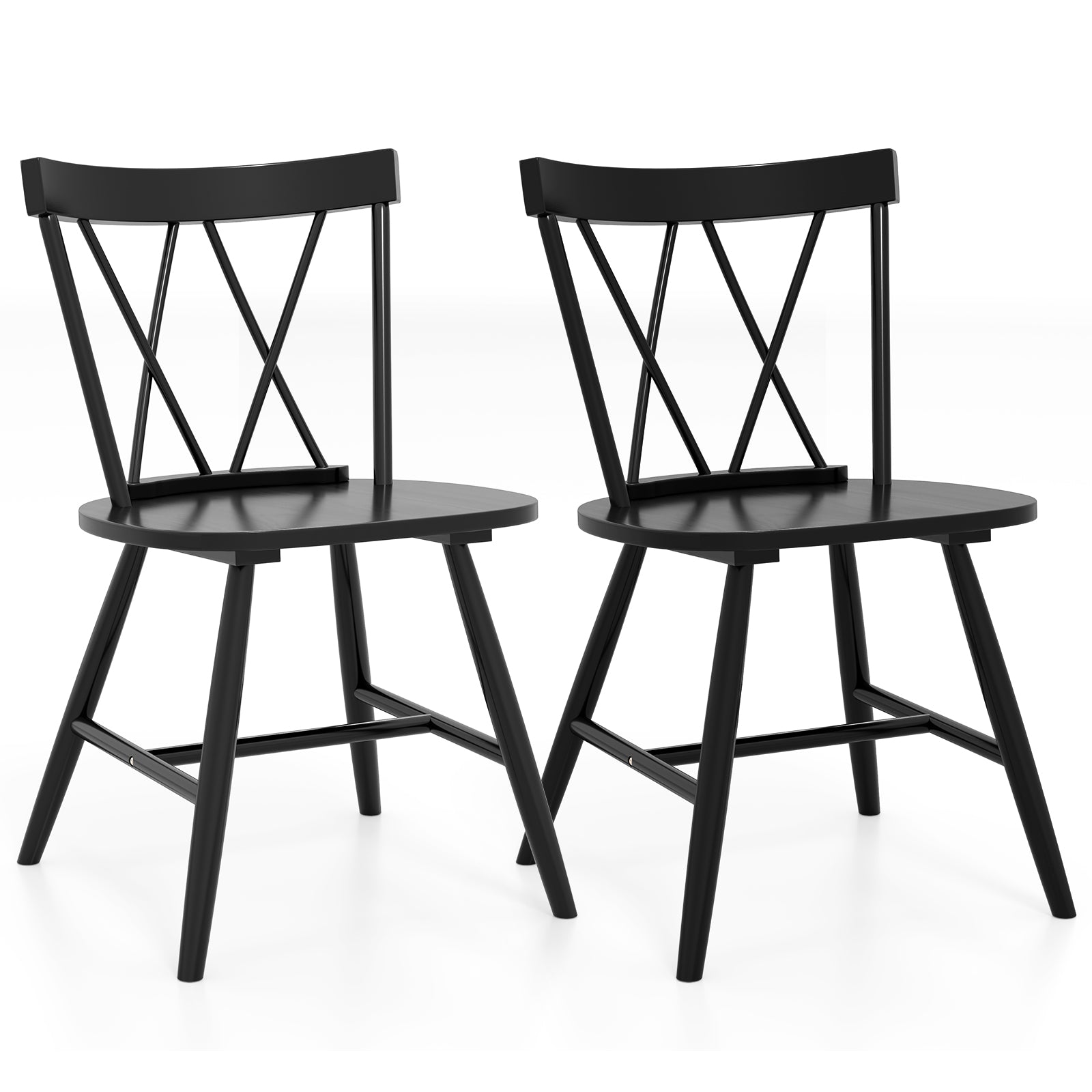 Farmhouse Kitchen Dining Chair Set of 2 with Rubber Wood Frame, Black Dining Chairs Black at Gallery Canada