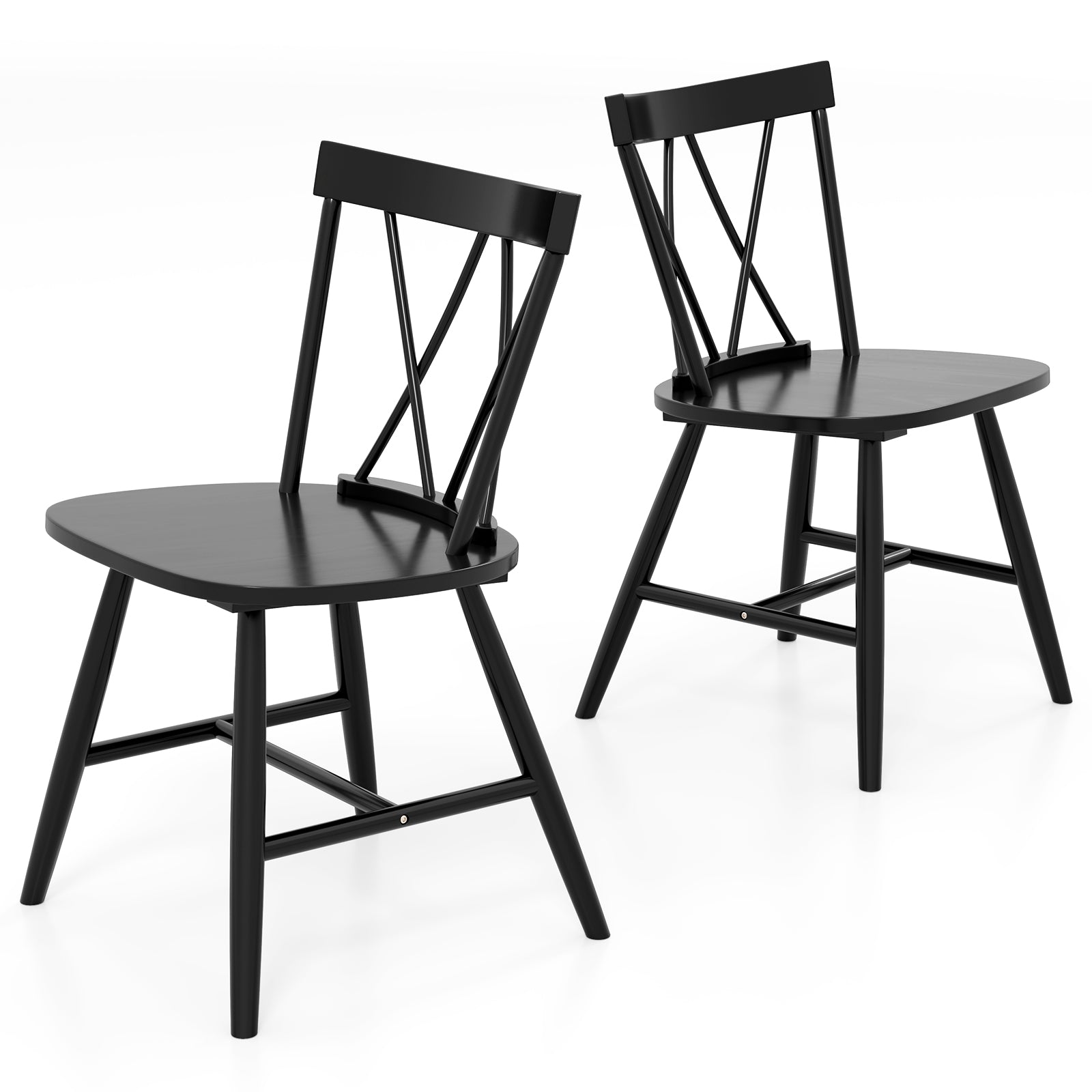 Farmhouse Kitchen Dining Chair Set of 2 with Rubber Wood Frame, Black Dining Chairs at Gallery Canada