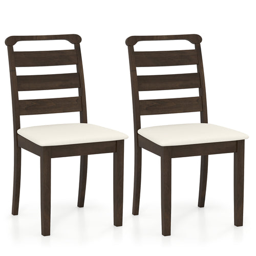 Polyester Upholstered Wooden Dining Chair Set of 2, Walnut