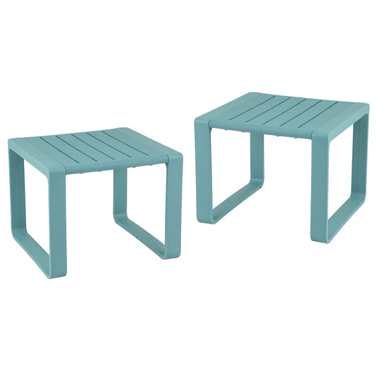 Weather Resistant Adirondack Outdoor Side Table Set of 2, Blue Patio Coffee Tables Blue at Gallery Canada