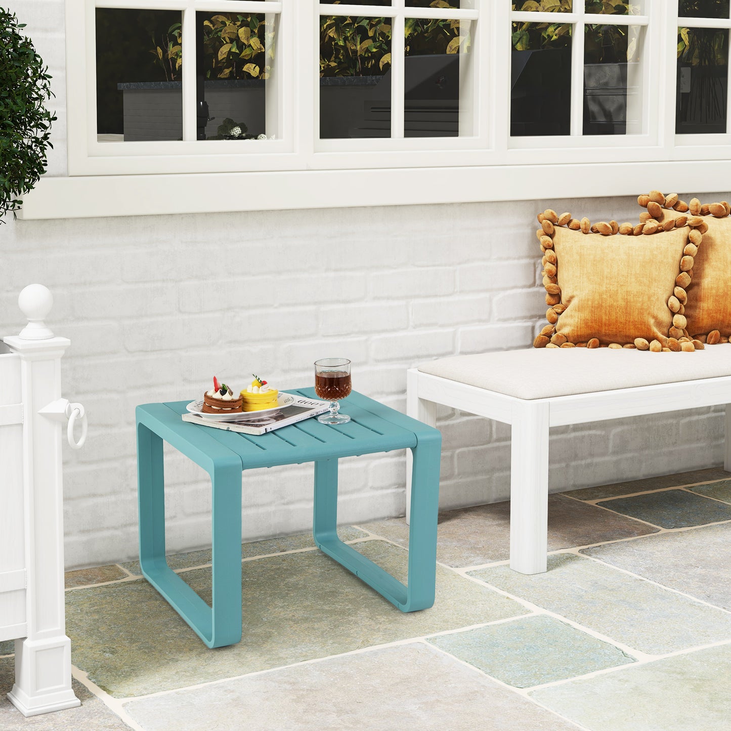 Weather Resistant Adirondack Outdoor Side Table Set of 2, Blue Patio Coffee Tables at Gallery Canada