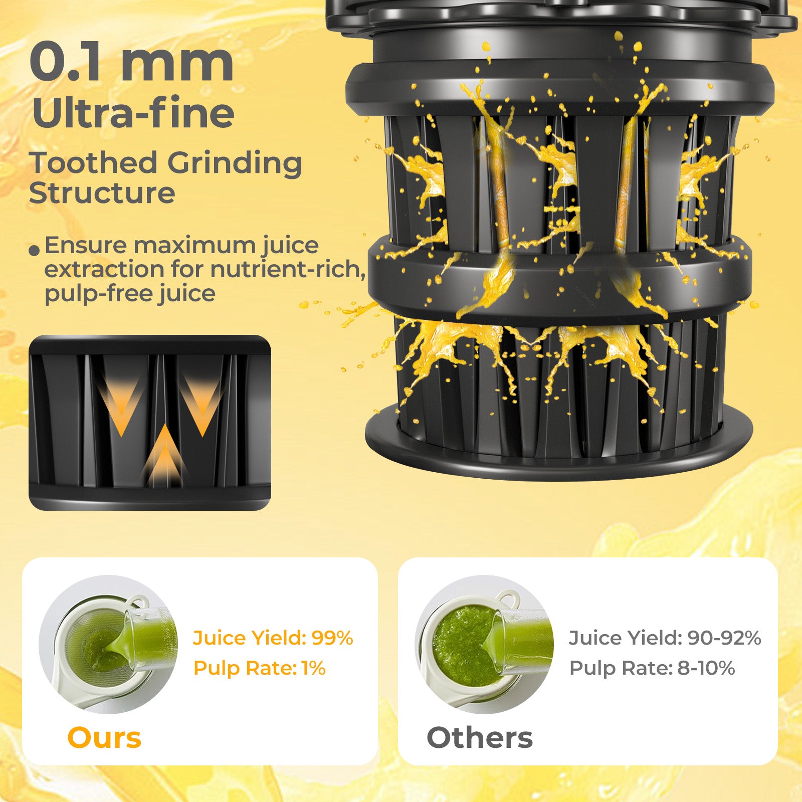 Cold Press Juicer with 5.3 Inches Feed Chute High Juice Yield and Reverse Function Kitchen Utensils at Gallery Canada