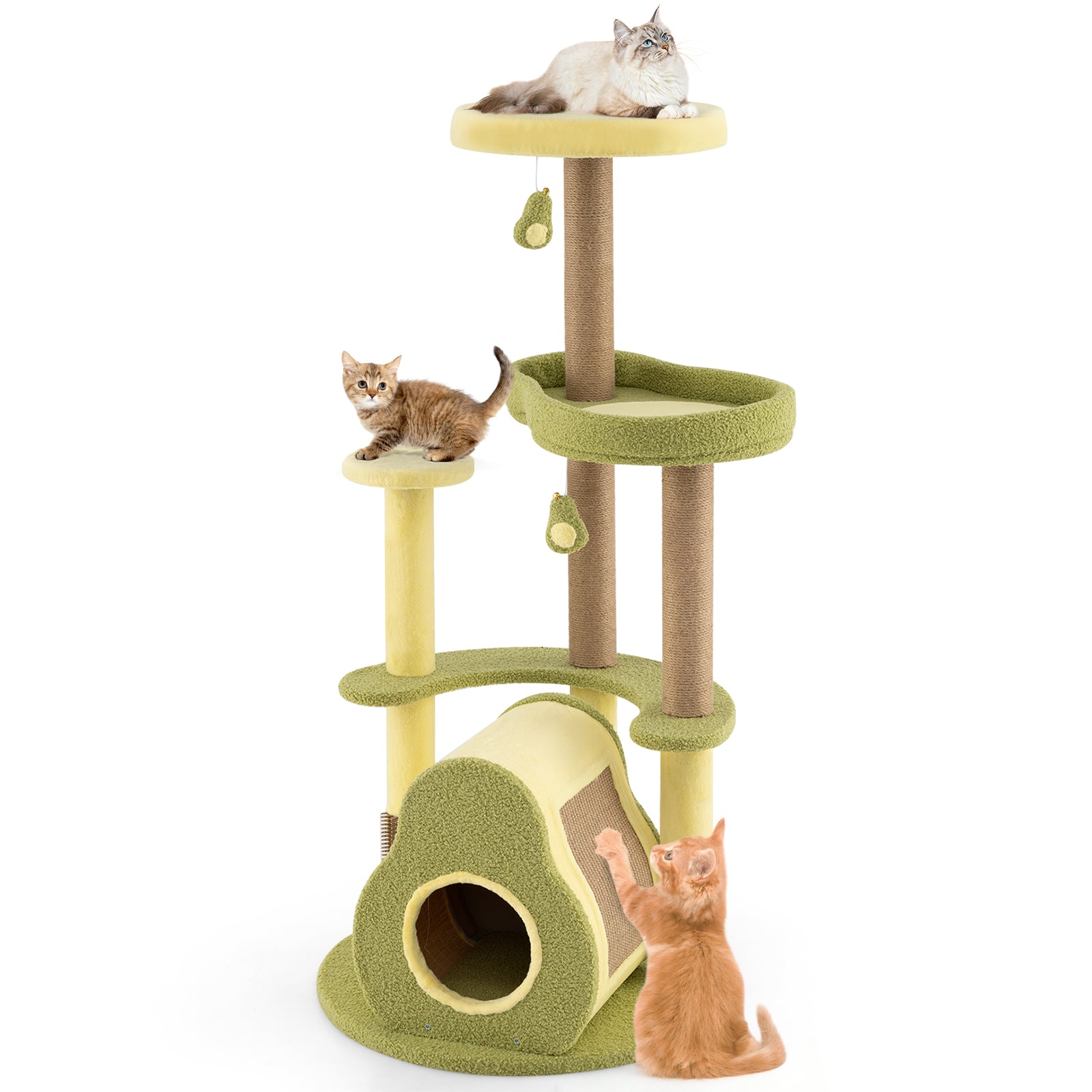 Freestanding Multi-level Avocado Cat Tower with Private Condo, Green Cat Trees Condos & Scratchers Green at Gallery Canada