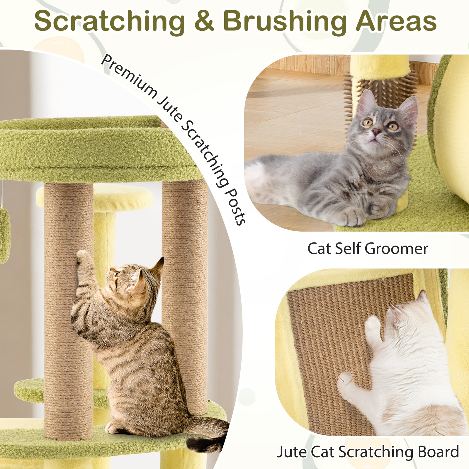 Freestanding Multi-level Avocado Cat Tower with Private Condo, Green Cat Trees Condos & Scratchers at Gallery Canada