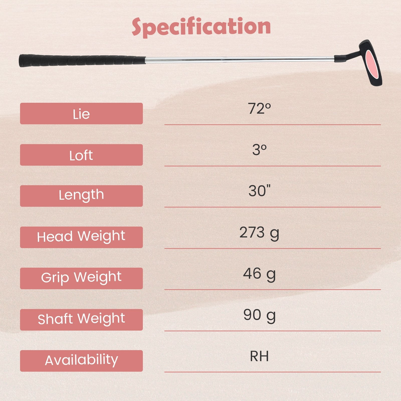 Junior Mallet Putter Individual Gold Club for Kids Ages 11-14, Pink Golf at Gallery Canada