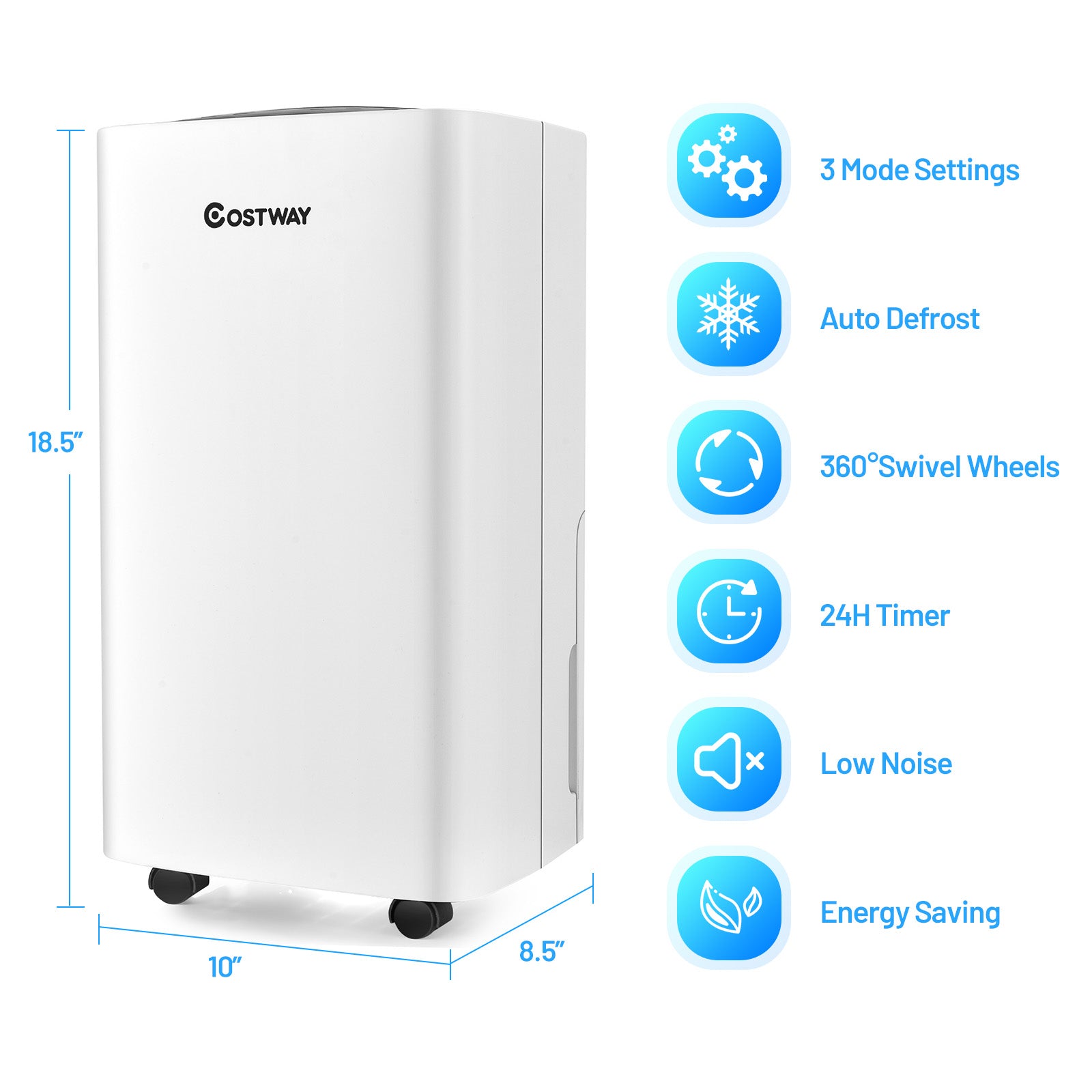 30 Pints 1500 Sq. ft Portable Dehumidifier For Medium To Large Spaces, White Dehumidifiers at Gallery Canada