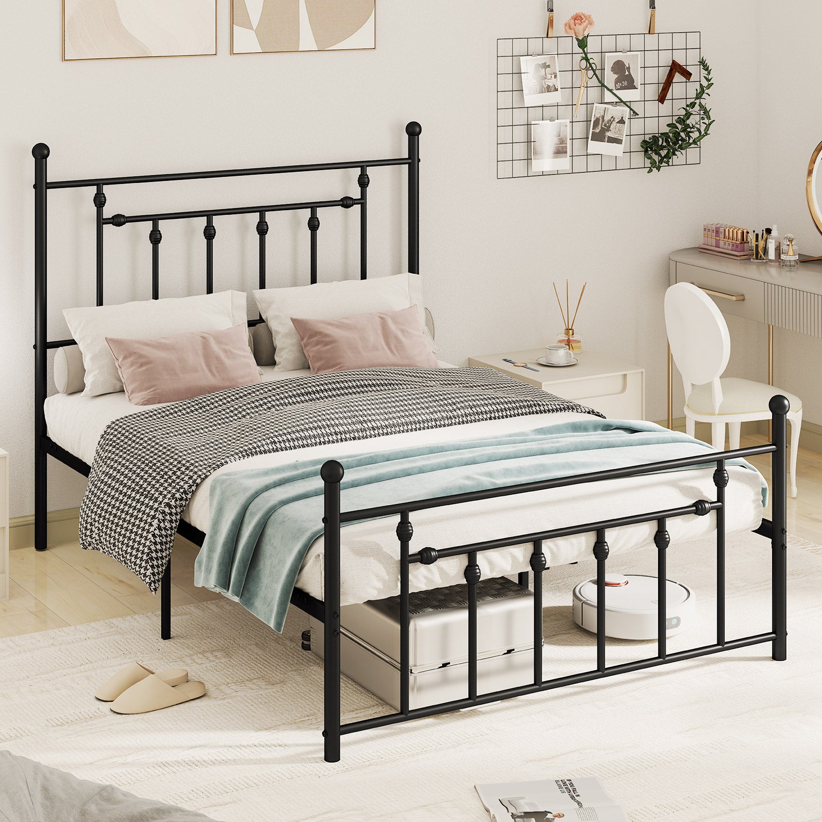 Full/Queen/Twin Size Heavy-duty Metal Bed Frame with Headboard-Full Size, Black Simple Bed Frame at Gallery Canada