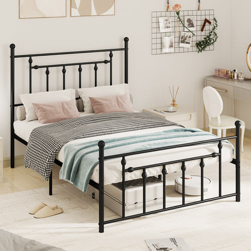 Full/Queen/Twin Size Heavy-duty Metal Bed Frame with Headboard-Full Size, Black