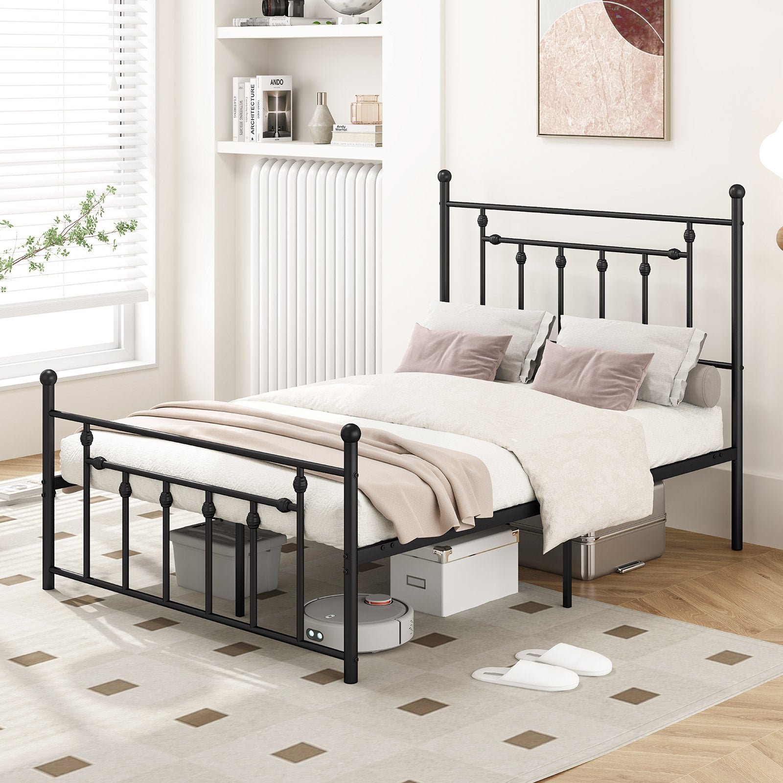 Full/Queen/Twin Size Heavy-duty Metal Bed Frame with Headboard-Full Size, Black Simple Bed Frame at Gallery Canada